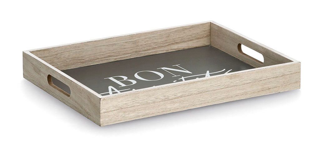 Zeller Present Dienblad met opdruk "bon appetit", 2 handgrepen (1-delig)