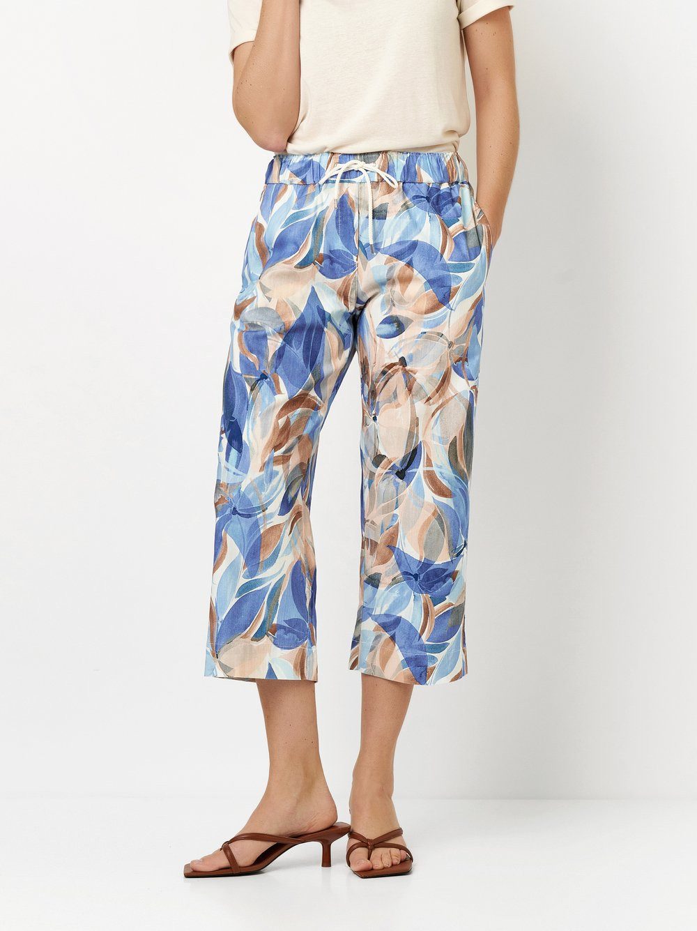 TONI 3/4 broek Pia met wijde pijpen, van zomerse kwaliteit met linnen