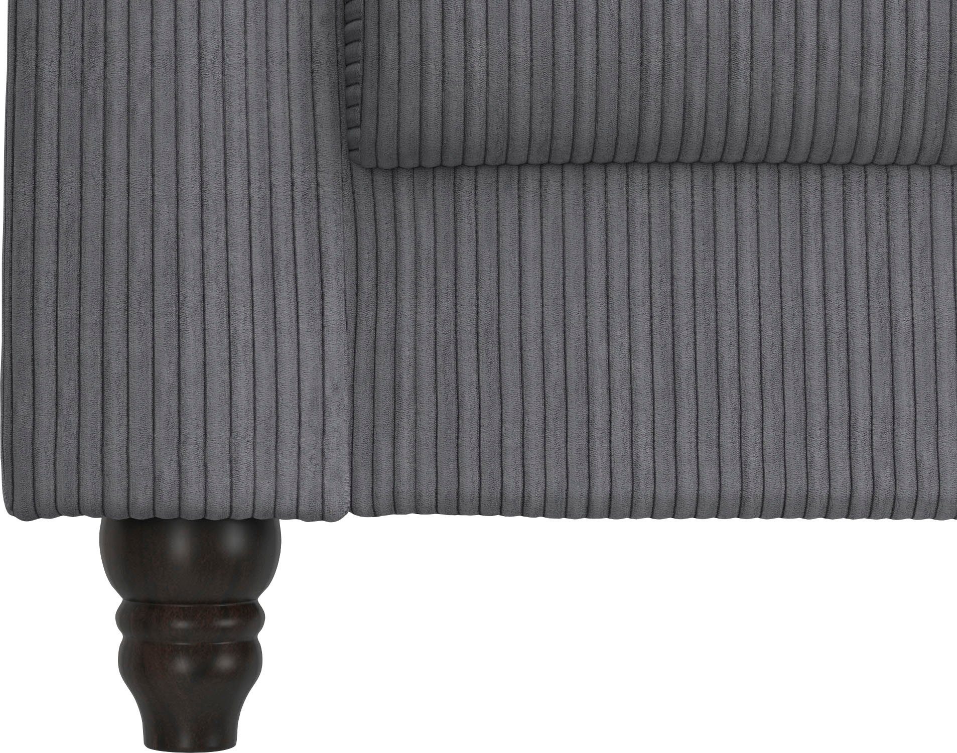 Dorel Home Chesterfield-fauteuil Felix II in breed ribfluweel met rugleuning 3-voudig verstelbaar, benen massief hout, zithoogte 46 cm