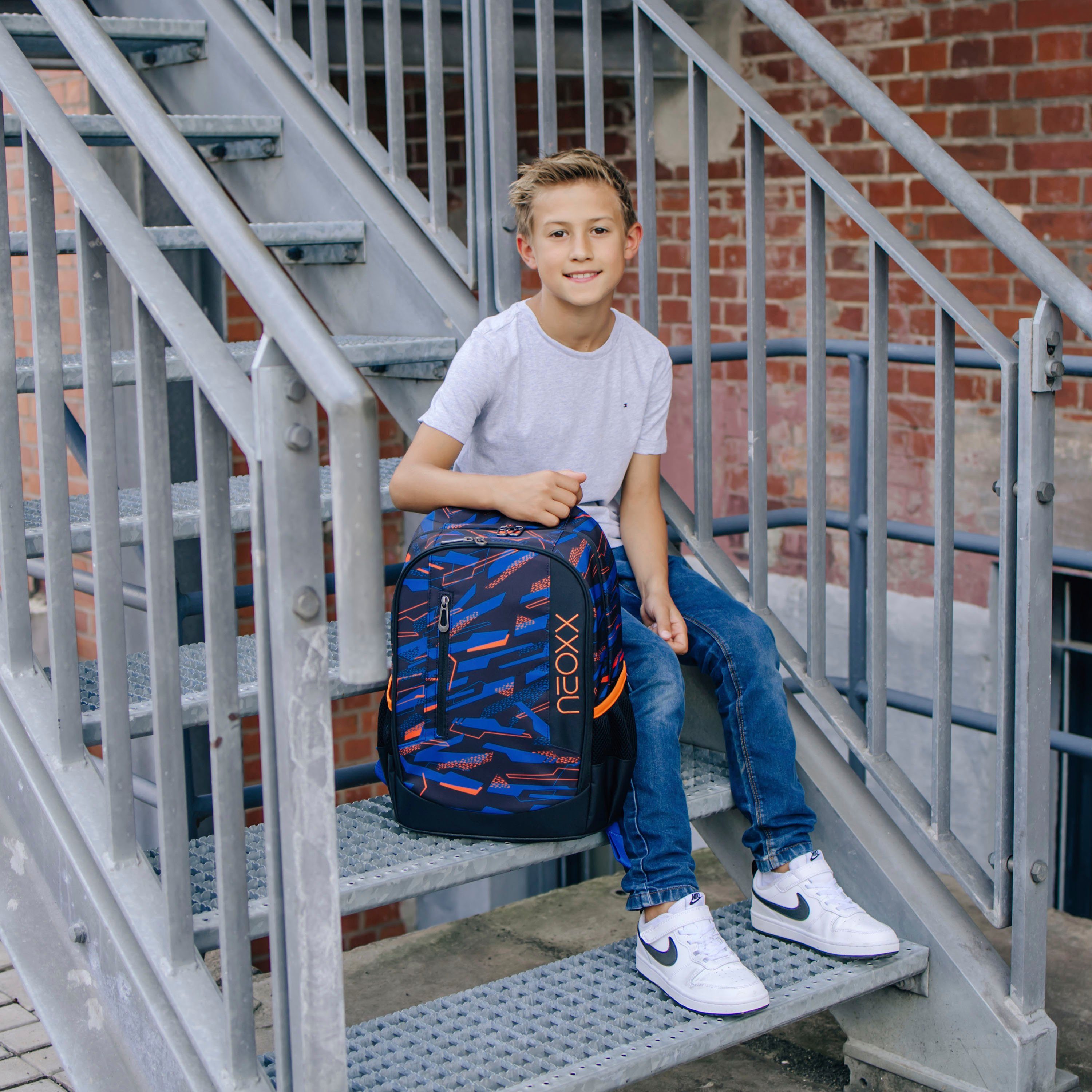 neoxx Schoolrugzak Flow, Streetlight gedeeltelijk van gerecycled materiaal