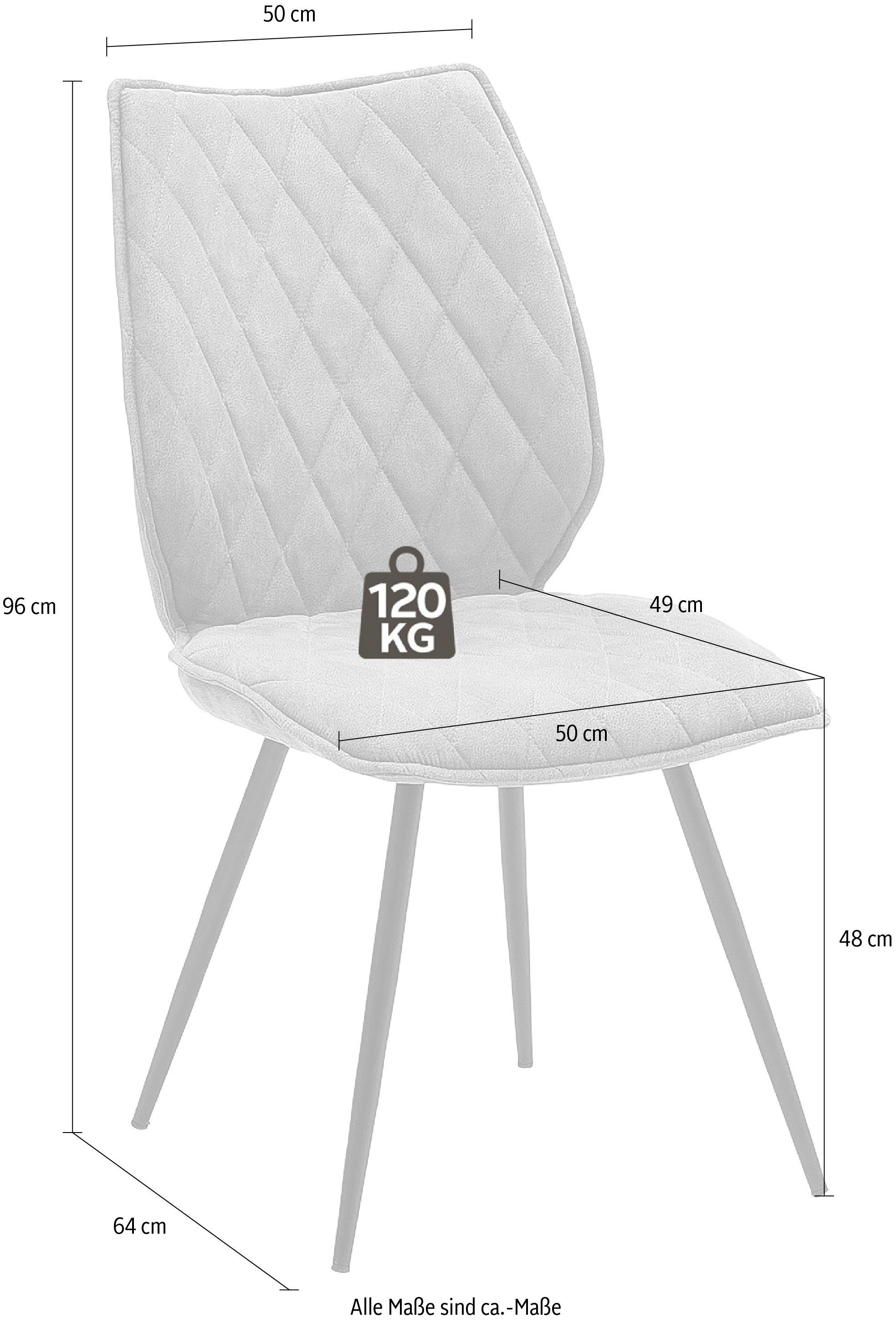 MCA furniture Stoel met 4 poten Navarra 2-set met stofbekleding, belastbaar tot 120 kg, comfort zithoogte 48 cm (2 stuks)