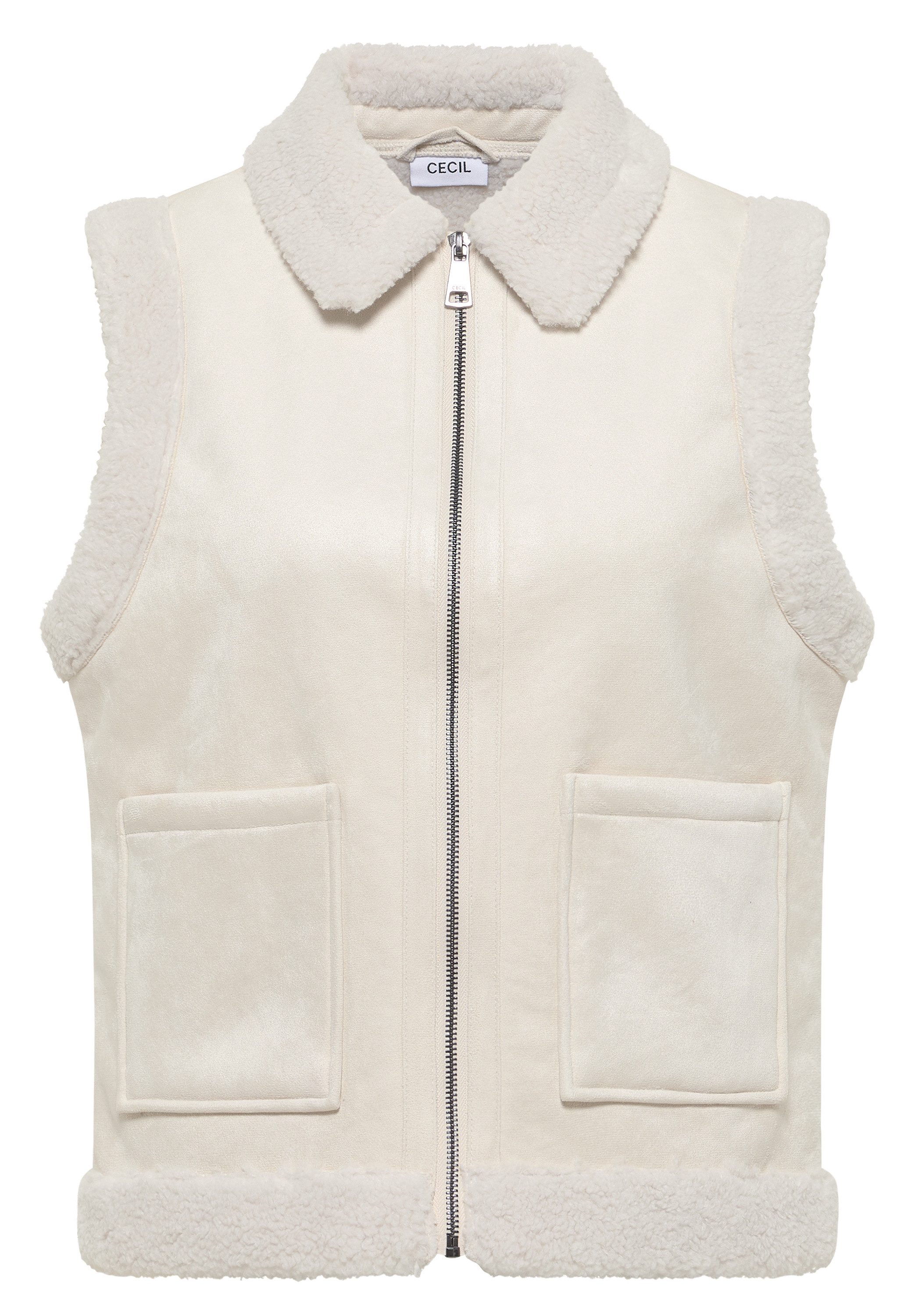 Cecil Mouwloos pluchen vest met teddy voering en ritssluiting