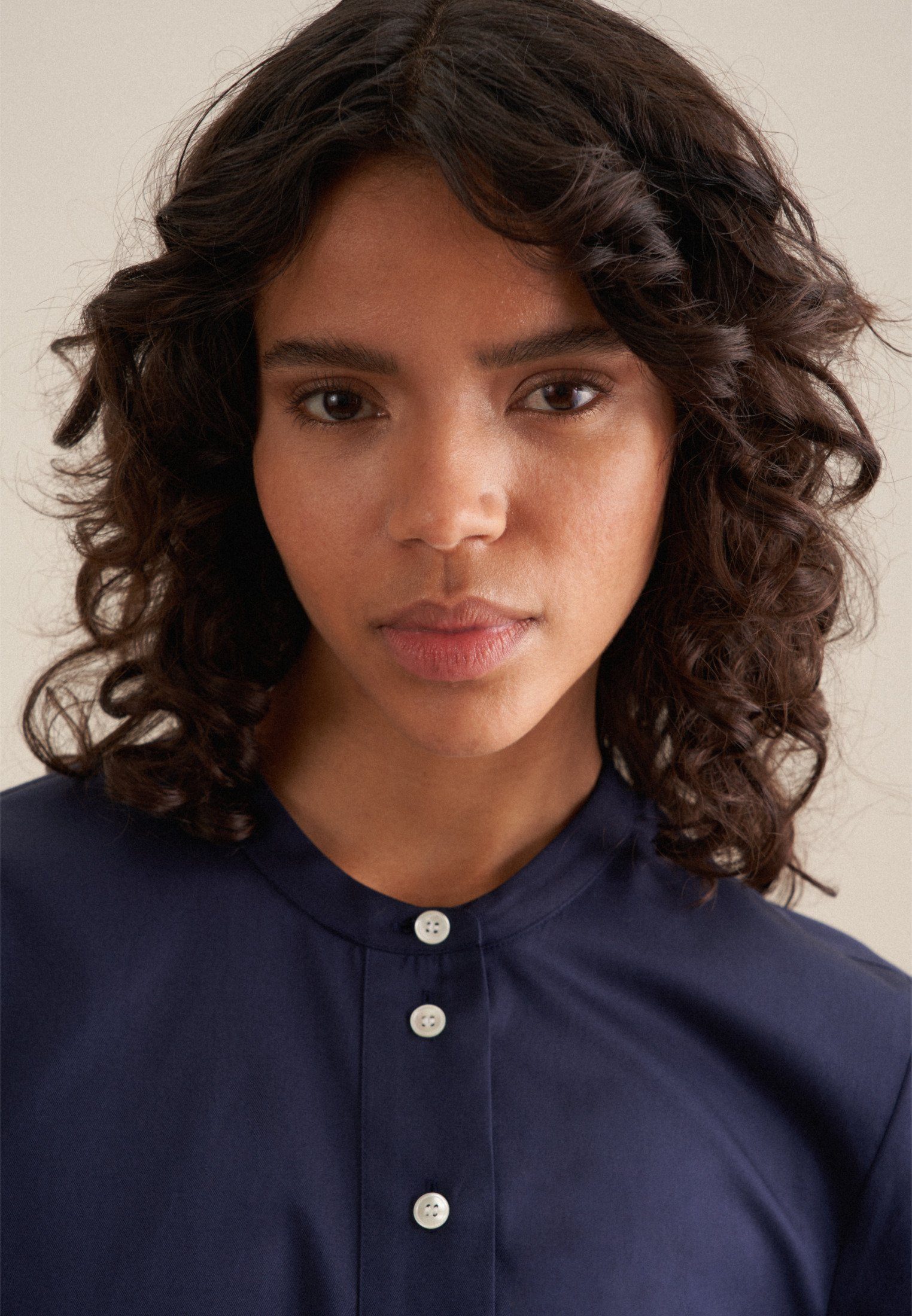 seidensticker Klassieke blouse Zwarte roos Lange mouwen kraag uni