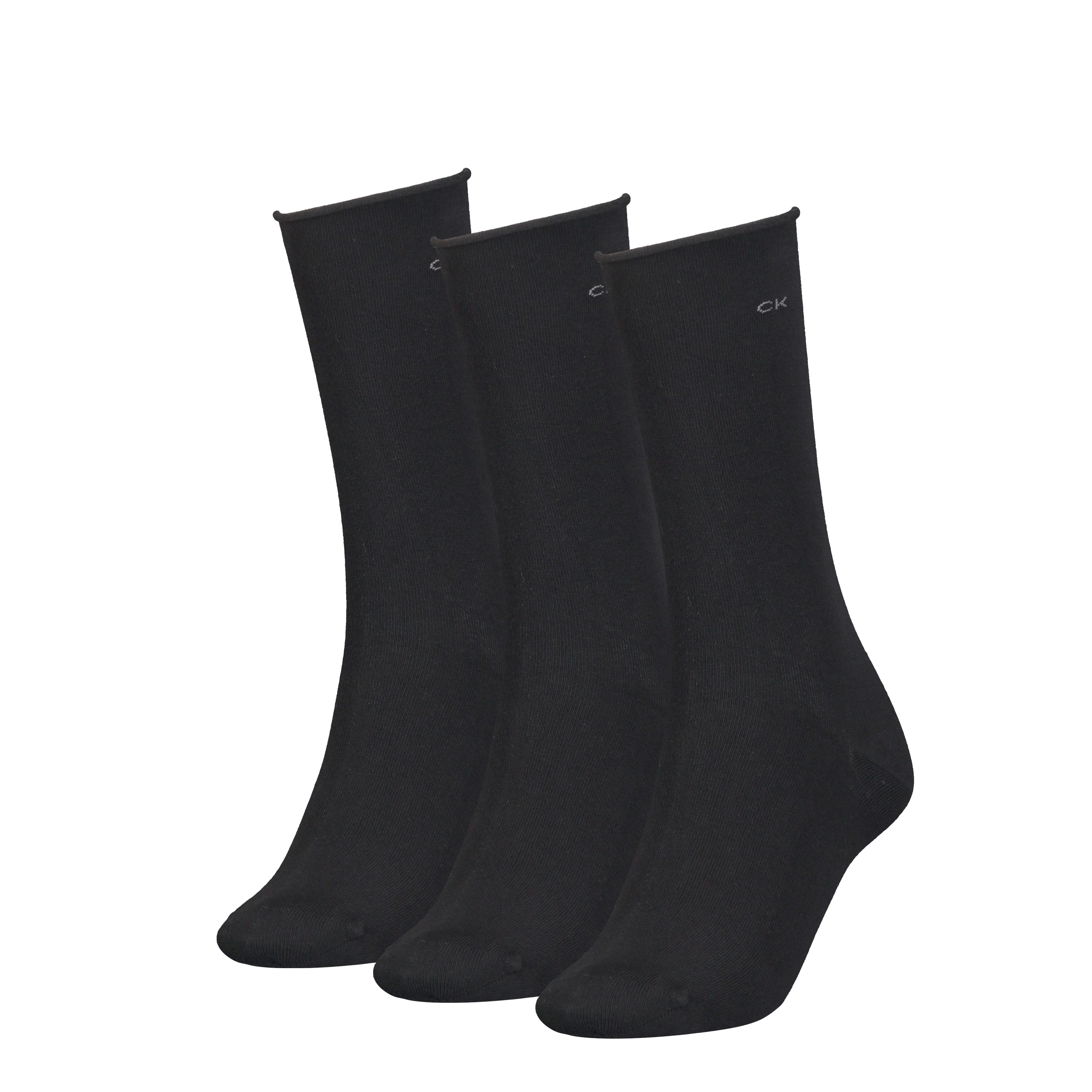 Calvin Klein Jeans Sokken CK WOMEN SOCK 3P ROLL TOP (3 paar) dames sokken zwart