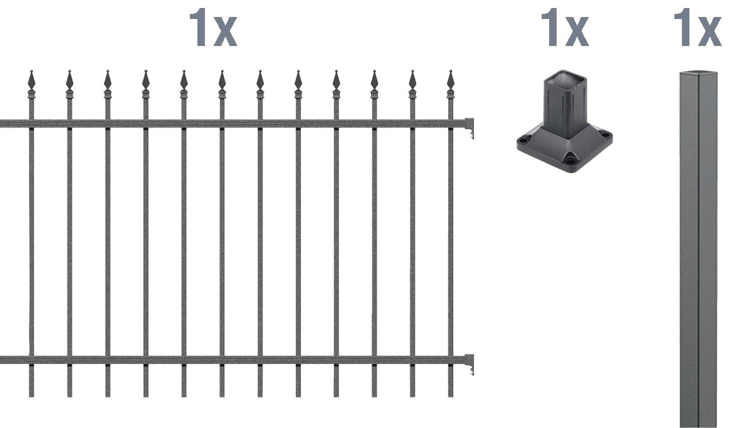 GAH Alberts Metalen hek Uitbreidingsset Chaussee Hoogte: 100 en 120 cm, breedte: 200 cm, om vast te schroeven