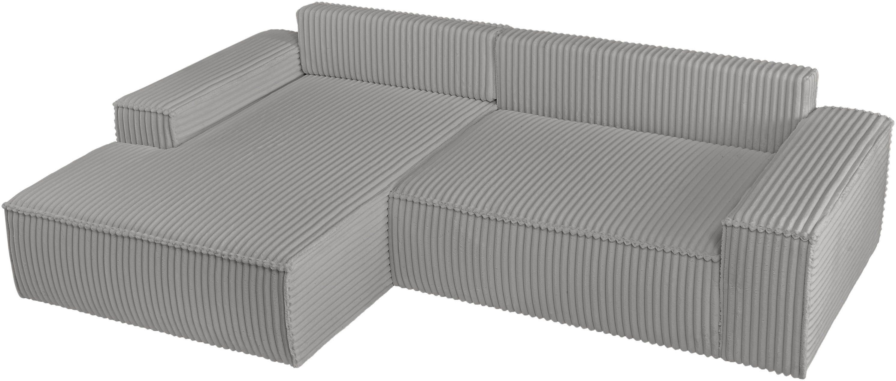 andas Hoekbank Finnley slaapbank 267 cm in Bouclé, fijne structuur en cord, L-vorm