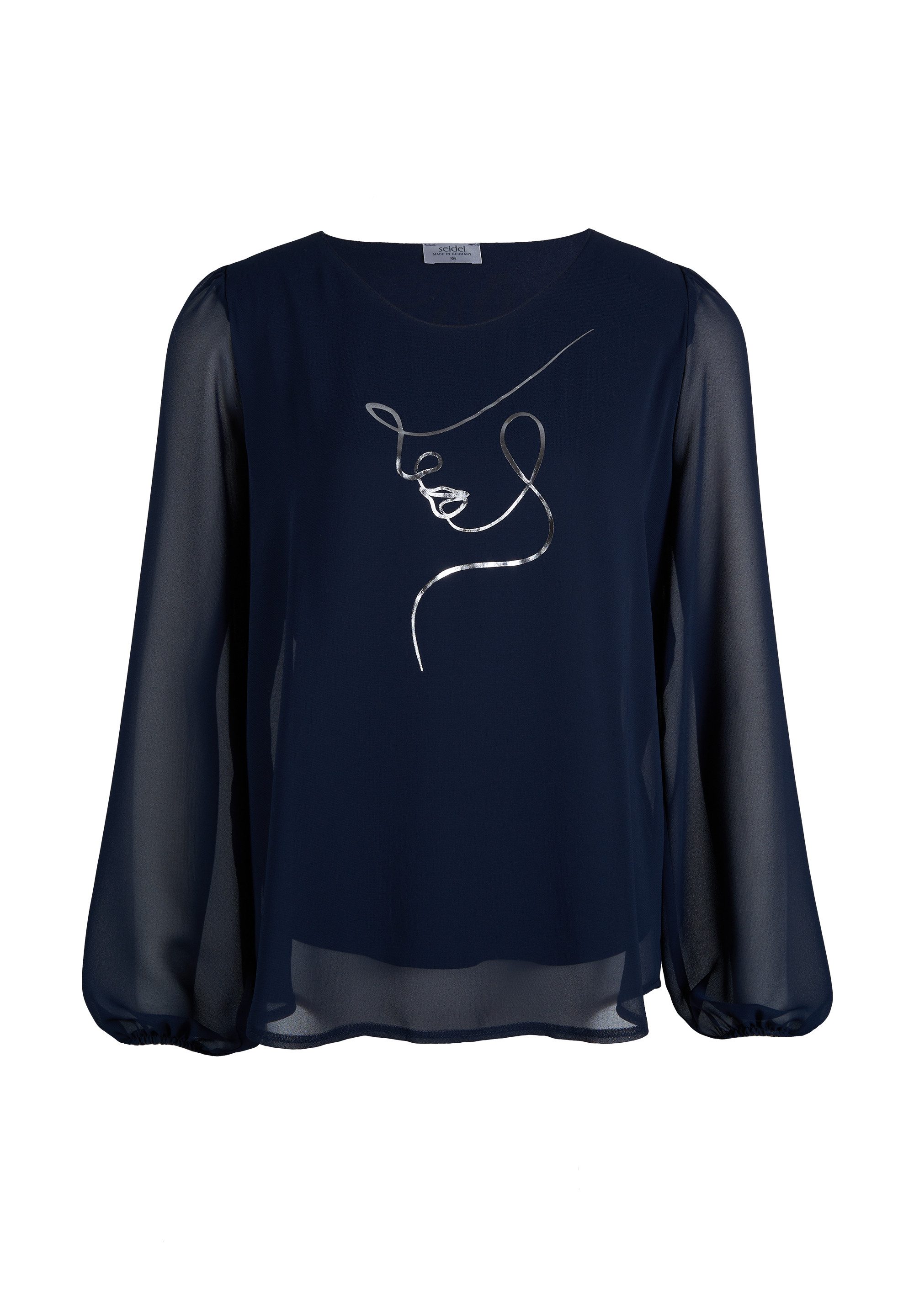 Seidel Moden Blouse met lange mouwen met glitterprint, made in germany