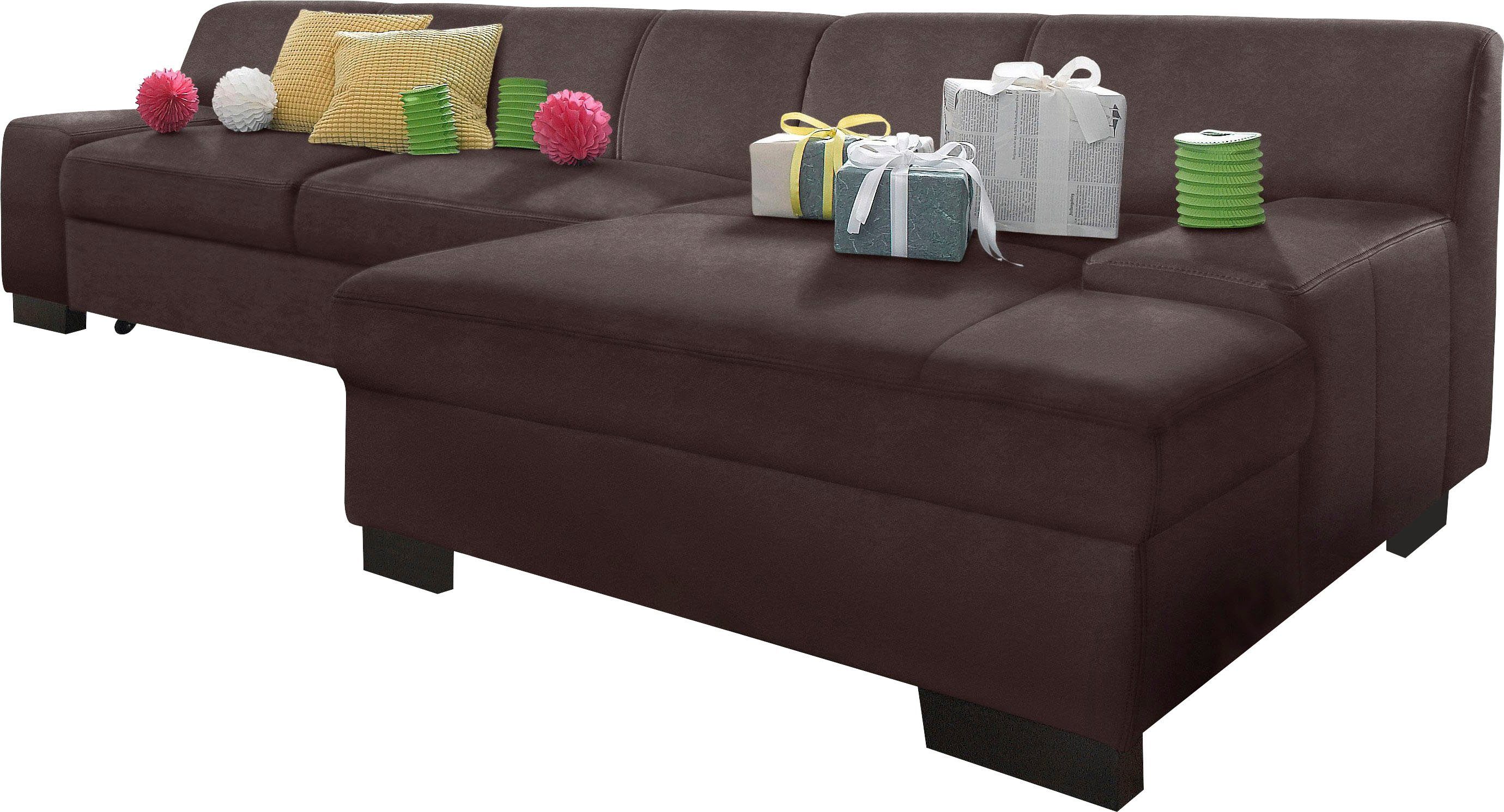 DOMO collection Hoekbank Norma, elegant en modern, met platte armleuningen, L-vorm