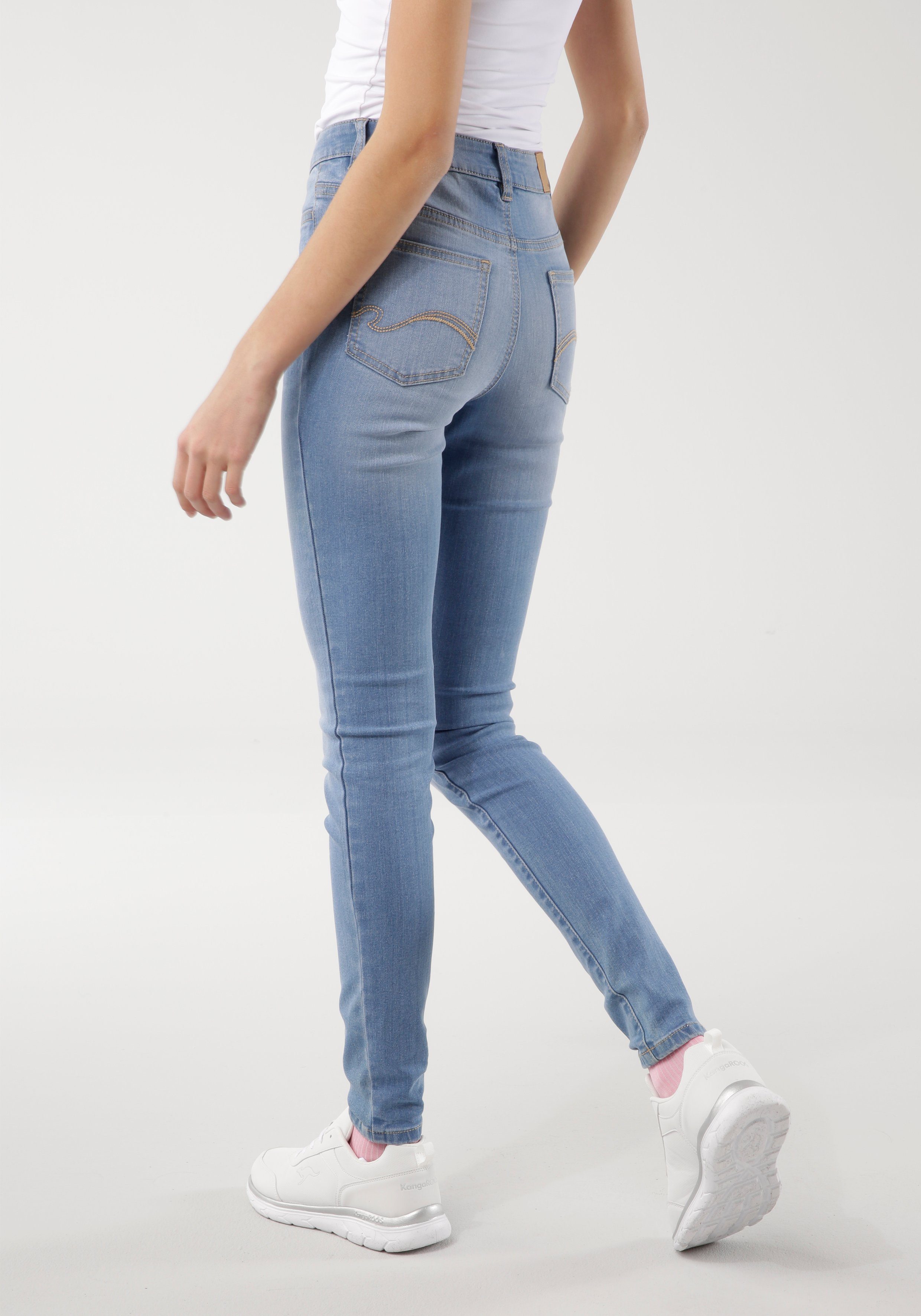 KangaROOS 5-pocket jeans SUPER SKINNY HIGH RISE enkel-lang, met used-look, hoge taille