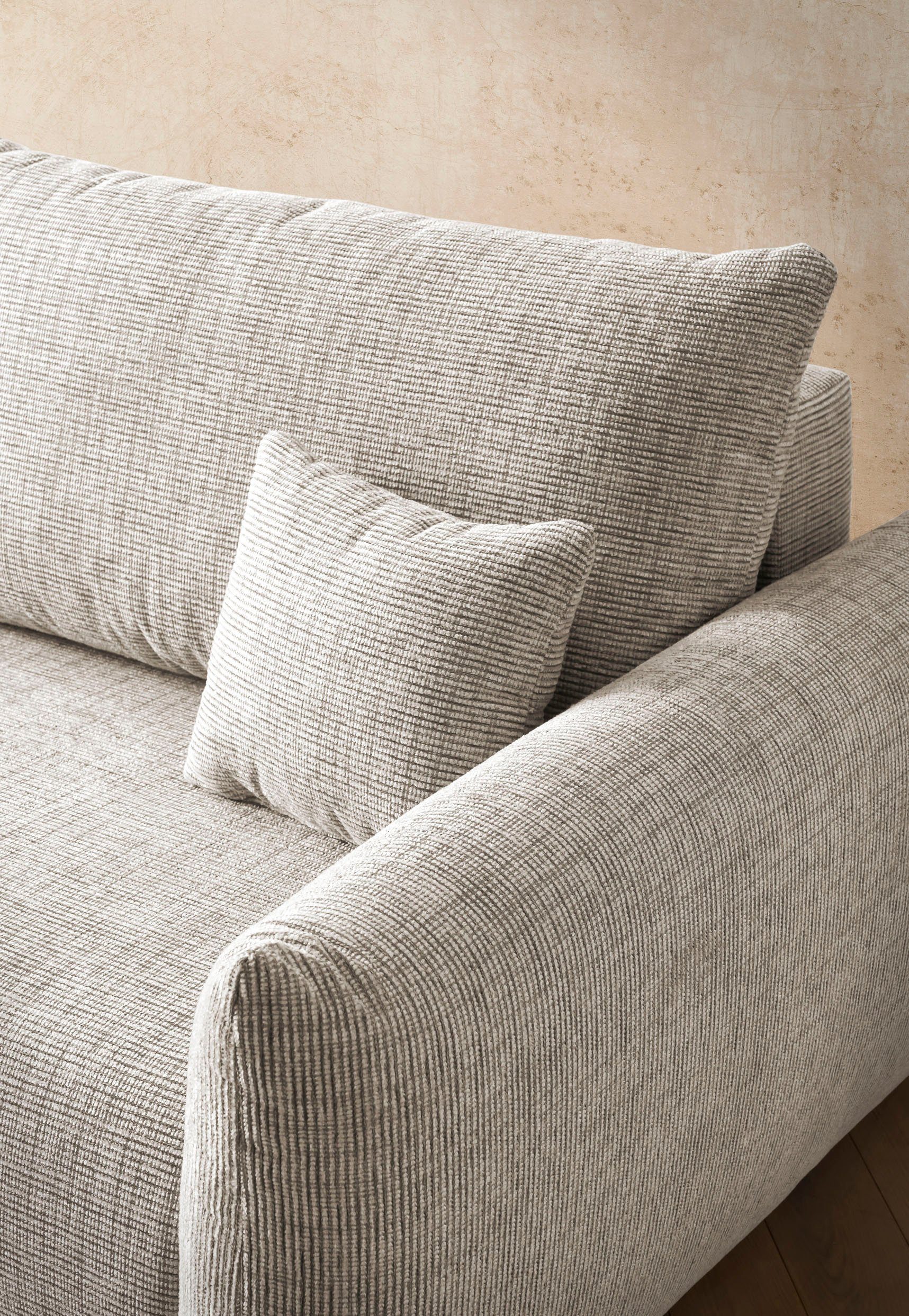 INOSIGN 3-zitsbank MAVAS slaapbank met bedlade ca. 240/108 cm (ligoppervlak 212/145 cm), ribfluweel, chenille, structuur