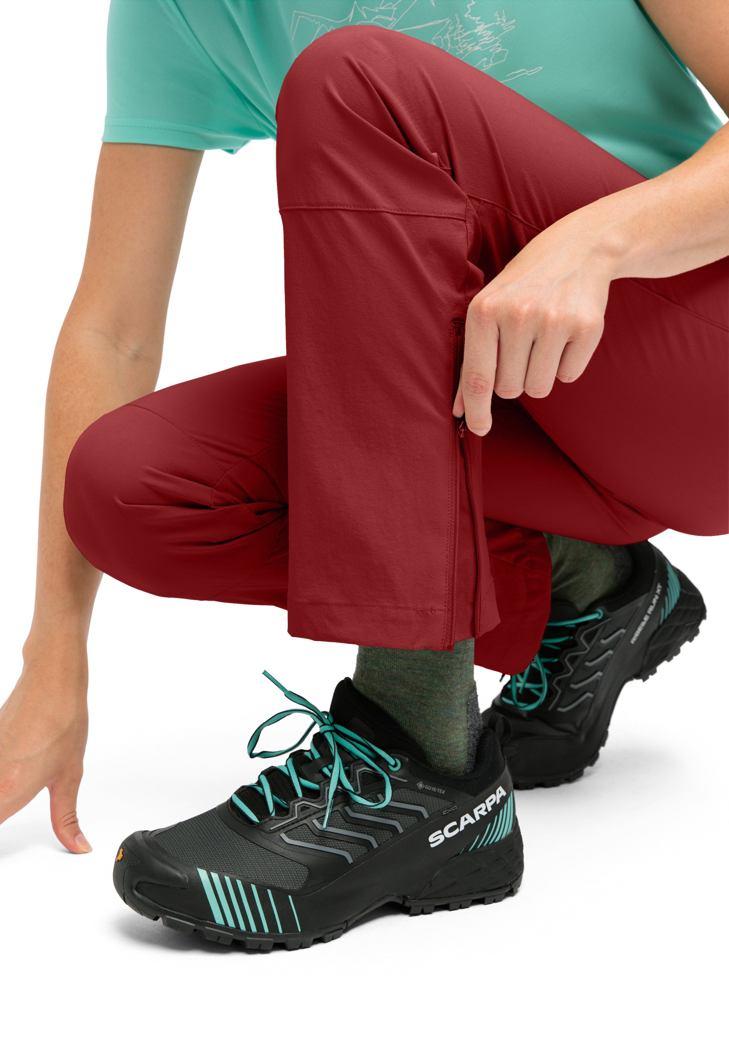 Maier Sports Outdoorbroek Inara slim Vario Dames wandelbroek, functionele broek met variabele tailleband en 4 zakken, slim fit