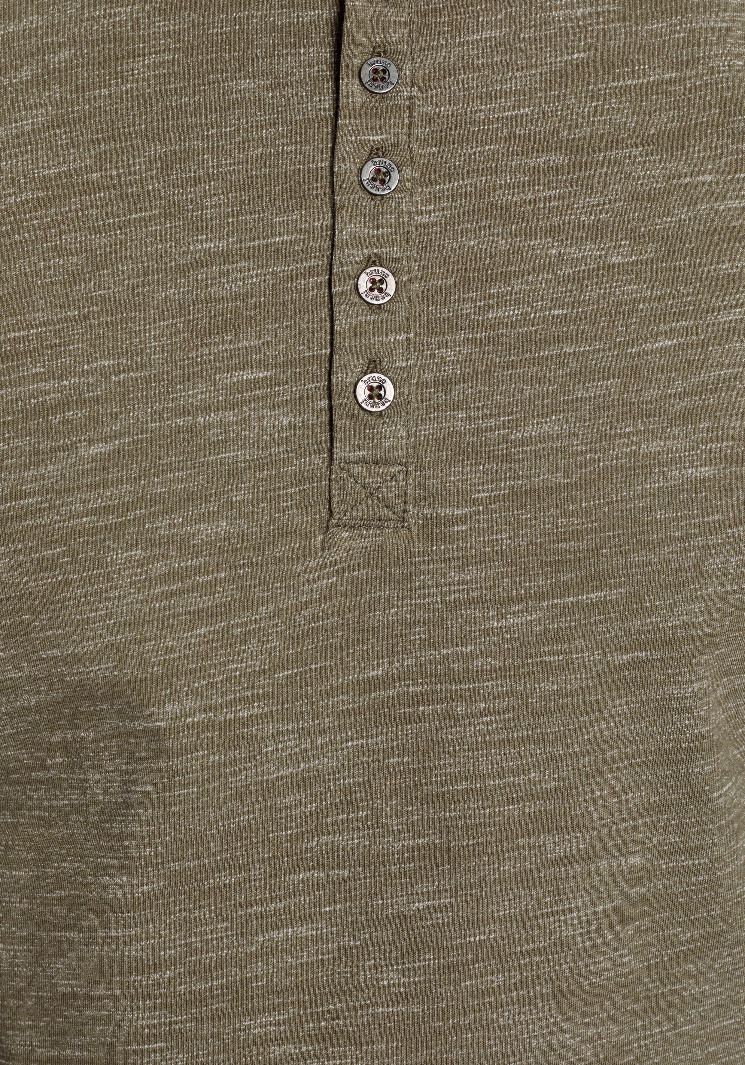 Bruno Banani Shirt met lange mouwen smalle pasvorm, gemêleerde look en print
