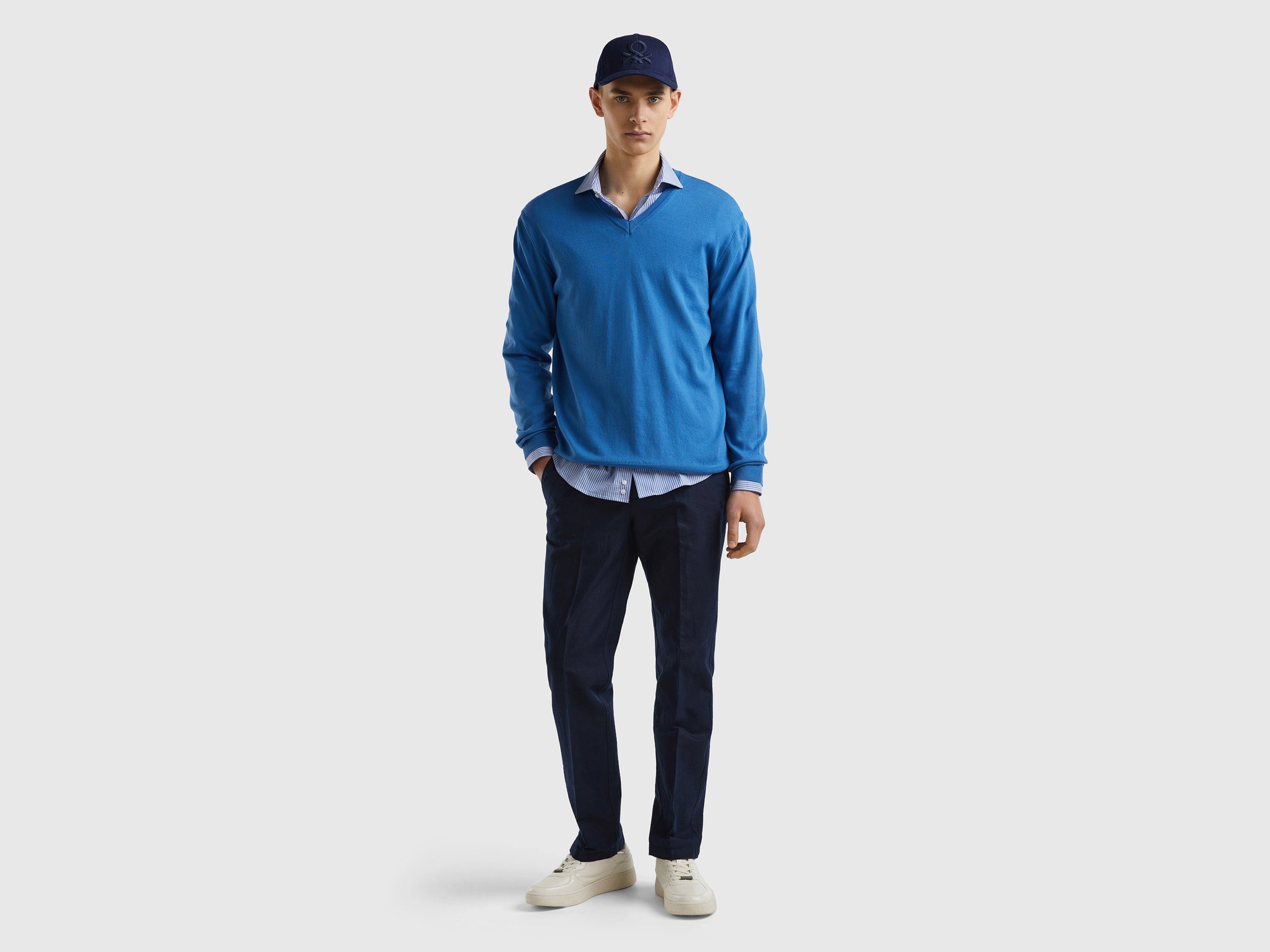 United Colors of Benetton Trui met V-hals met merklabel