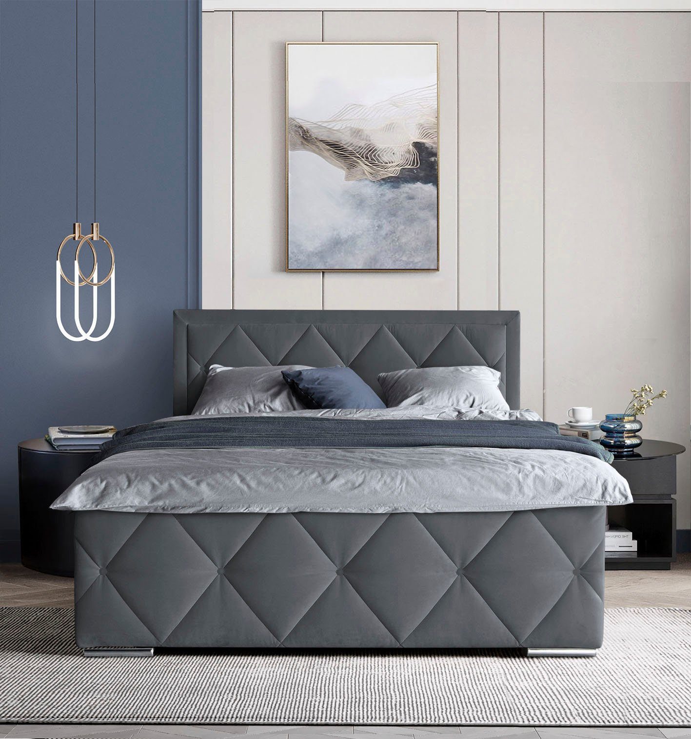 Leonique Boxspring Alfie, bestseller! Inclusief bedlade & topper Optioneel met knoopstiksels of strassstenen, H2, H3 en H4 verkrijgbaar