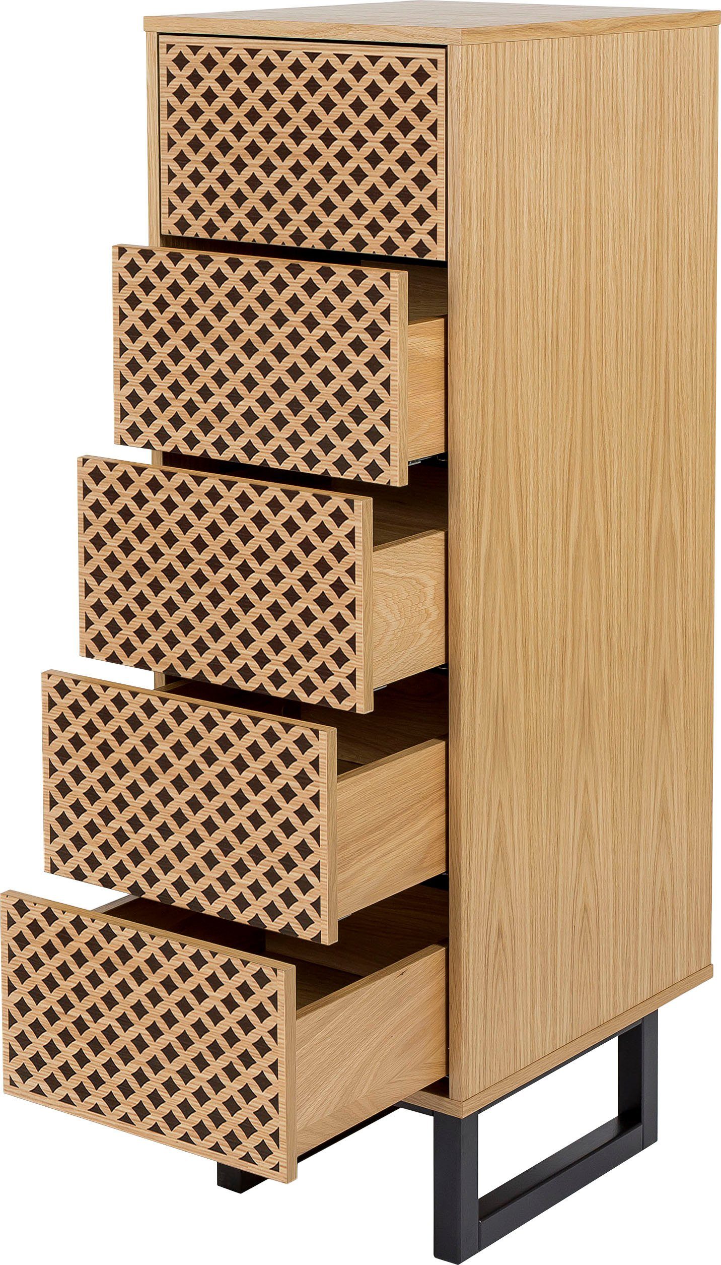 Woodman Hoge kast in scandinavisch design, met bijzondere print
