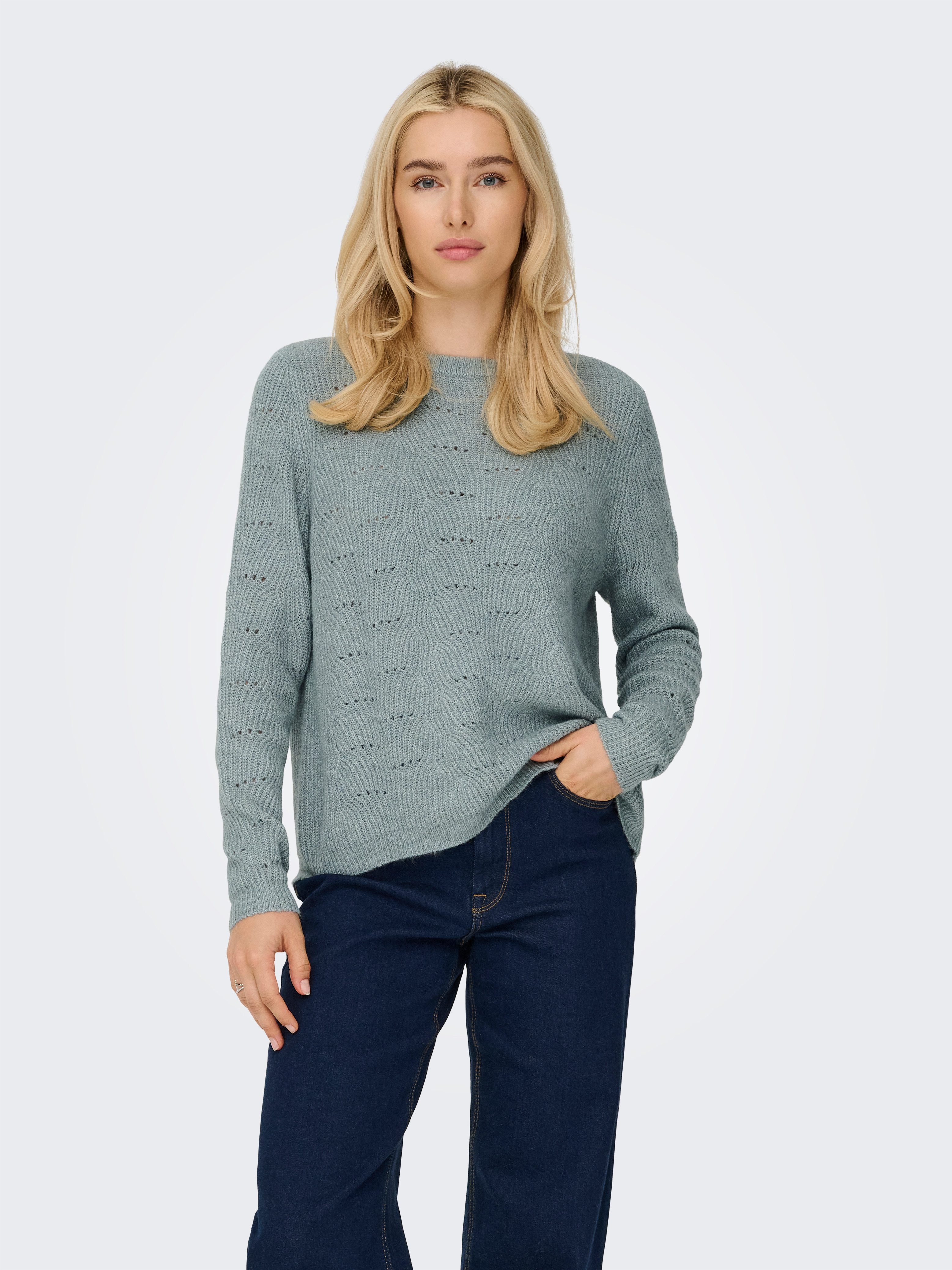 Only Trui met ronde hals ONLLOLLI L/S PULLOVER KNT NOOS