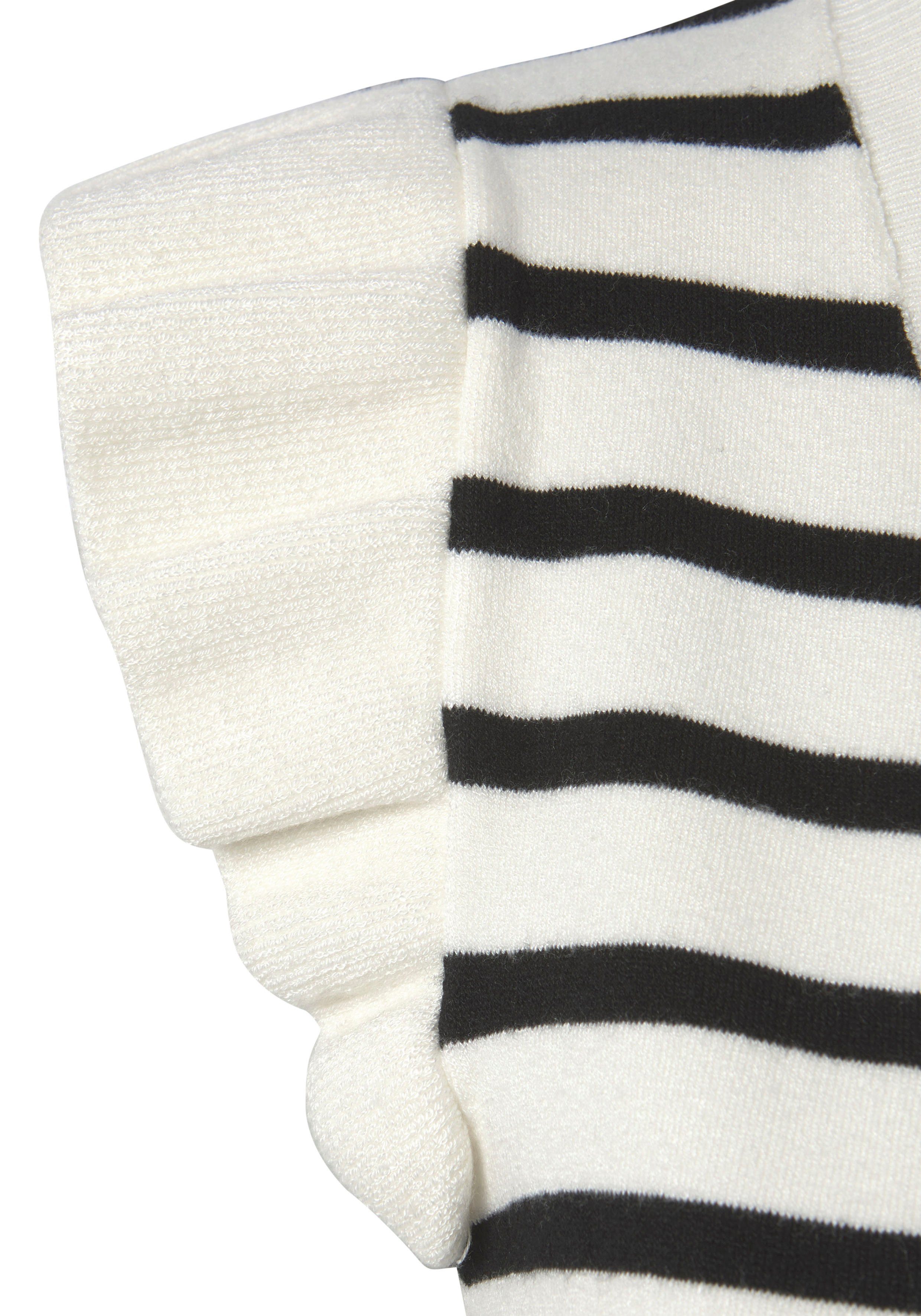 Lascana Gebreide top met strepen en vleugelmouwen, korte mouwen streep-pullover