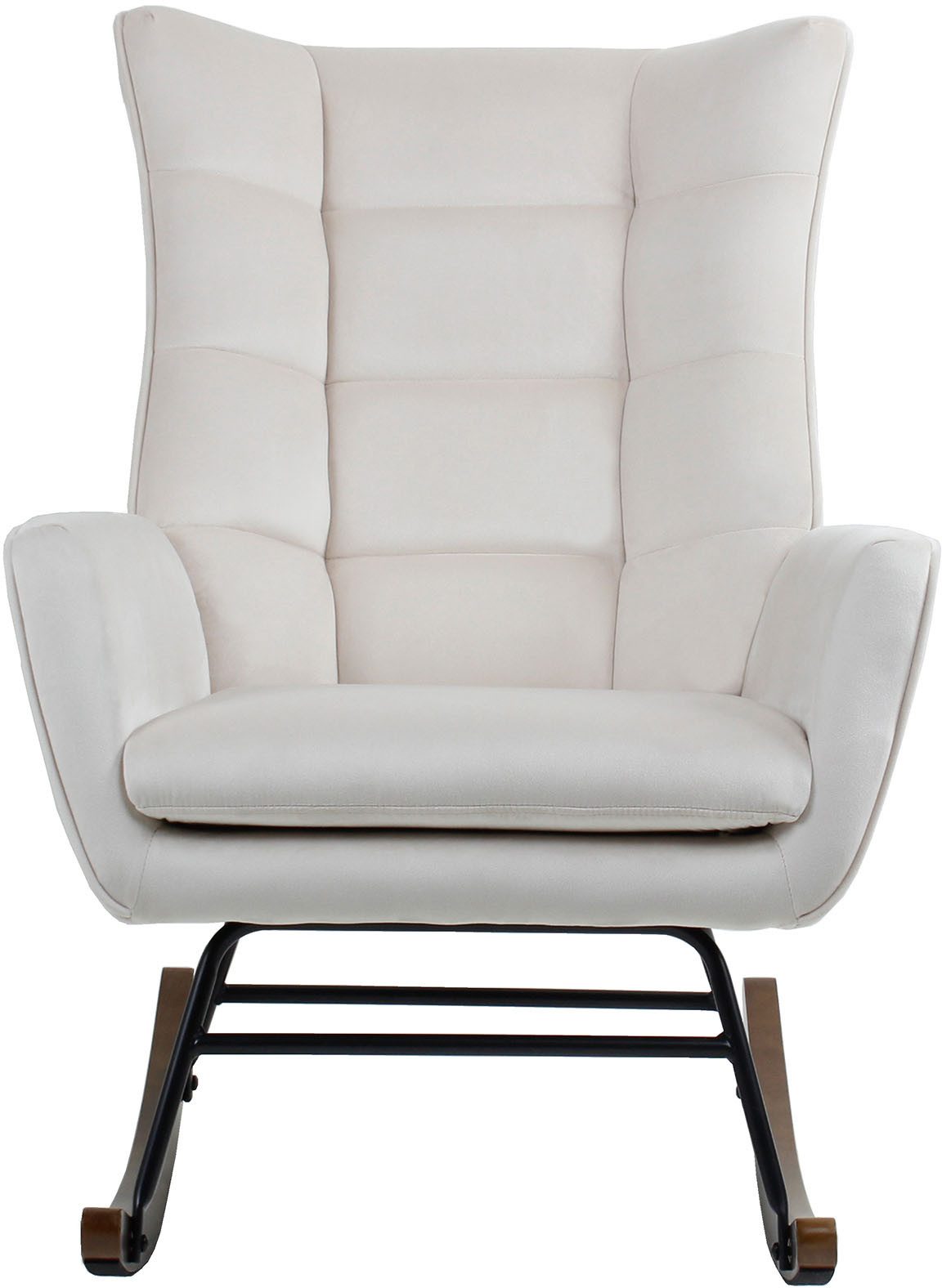 Kayoom Schommelstoel Bryana 125, Relaxstoel om te schommelen, metalen frame met houten slede (1 stuk)