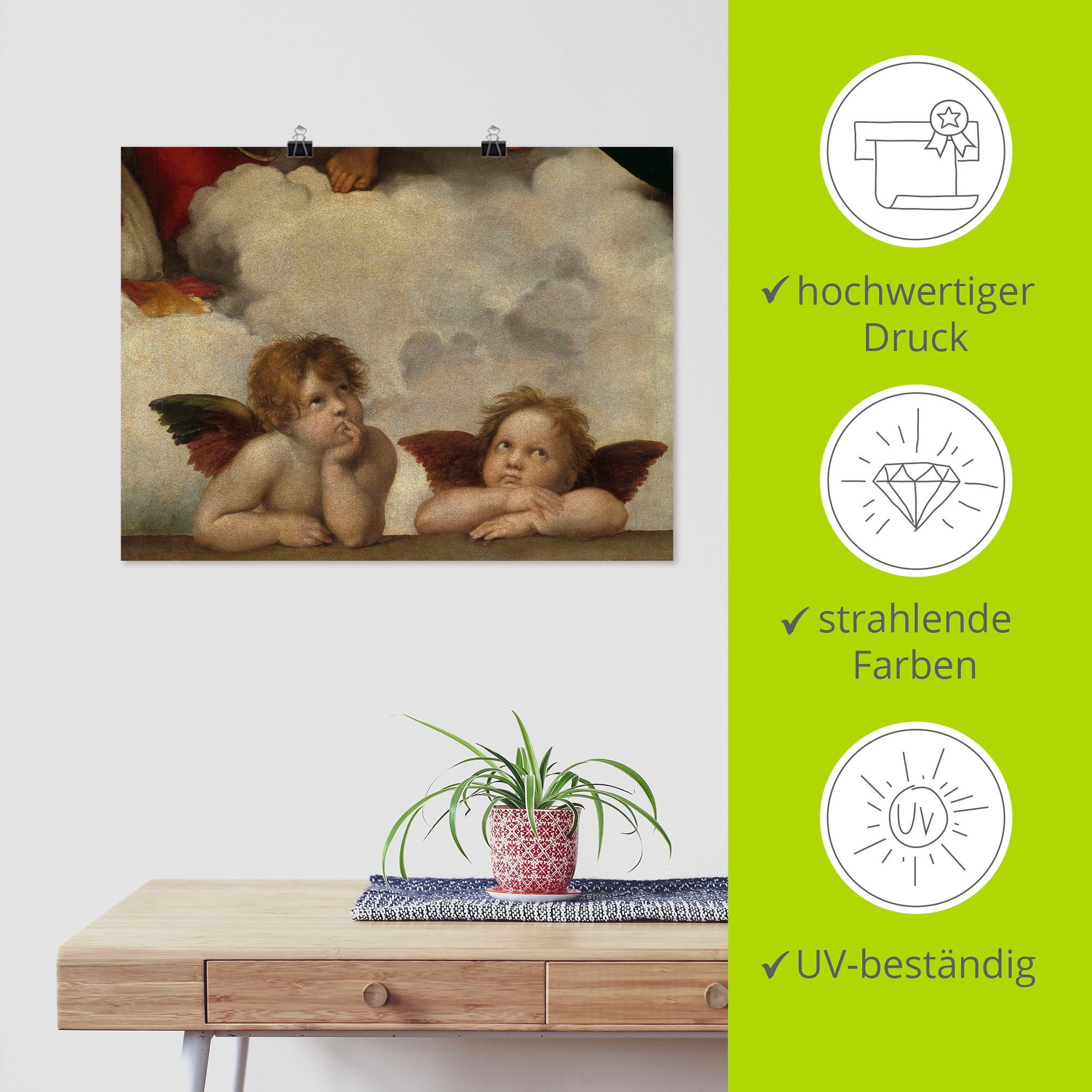 Artland Artprint Detail van de Sixtijnse Madonna. als artprint op linnen, poster, muursticker in verschillende maten