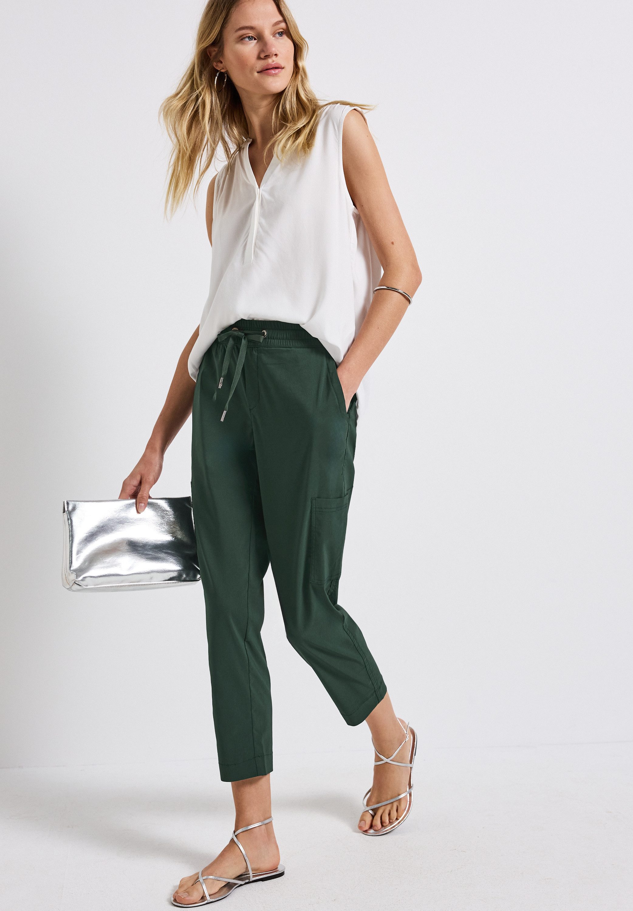 STREET ONE Stoffen broek Style Bonny elastische band met rijgkoord