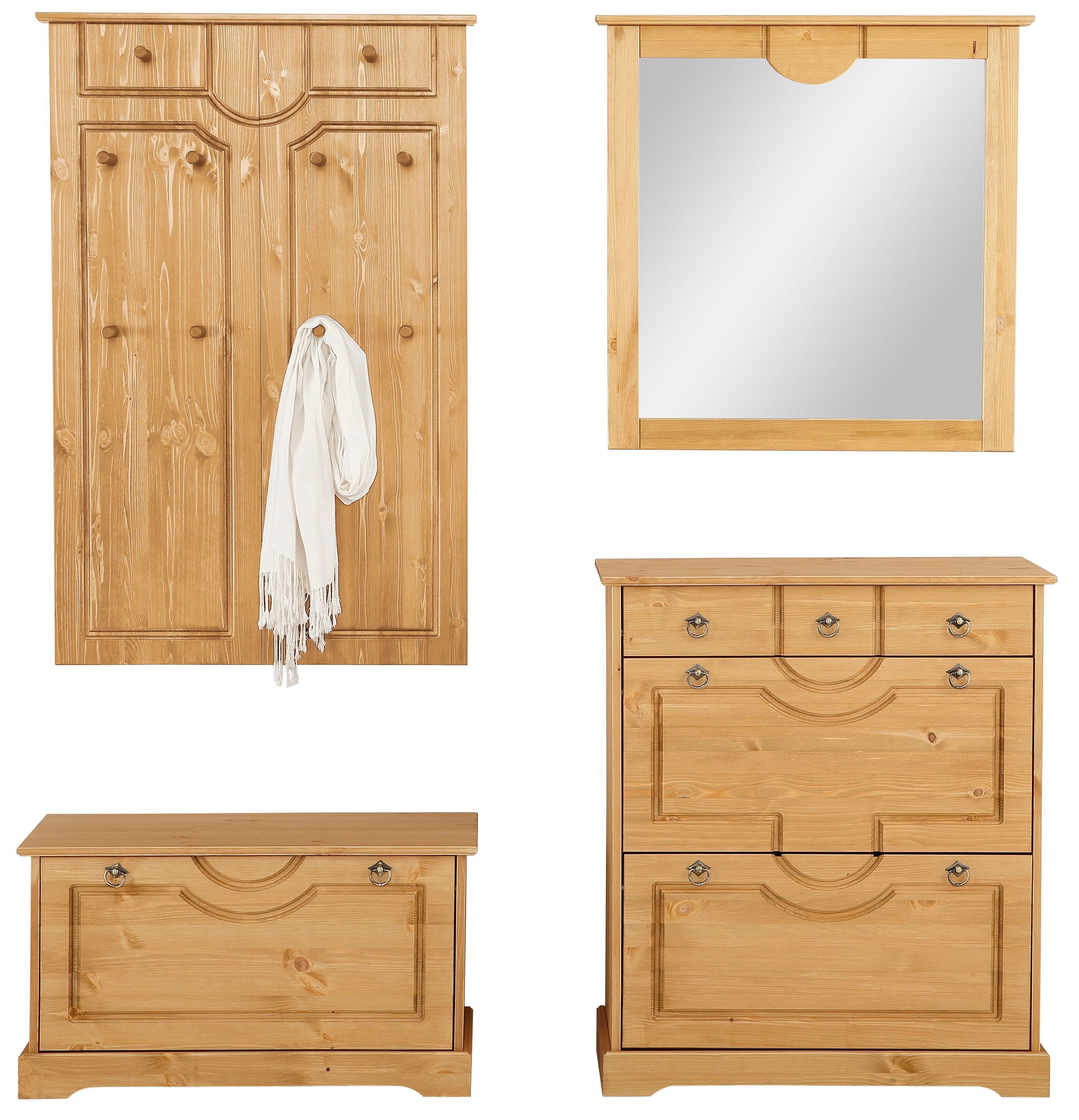 Home affaire Halmeubelset Klera 4-delig, van massief grenen, fsc®-gecertificeerd (set, 4-delig)