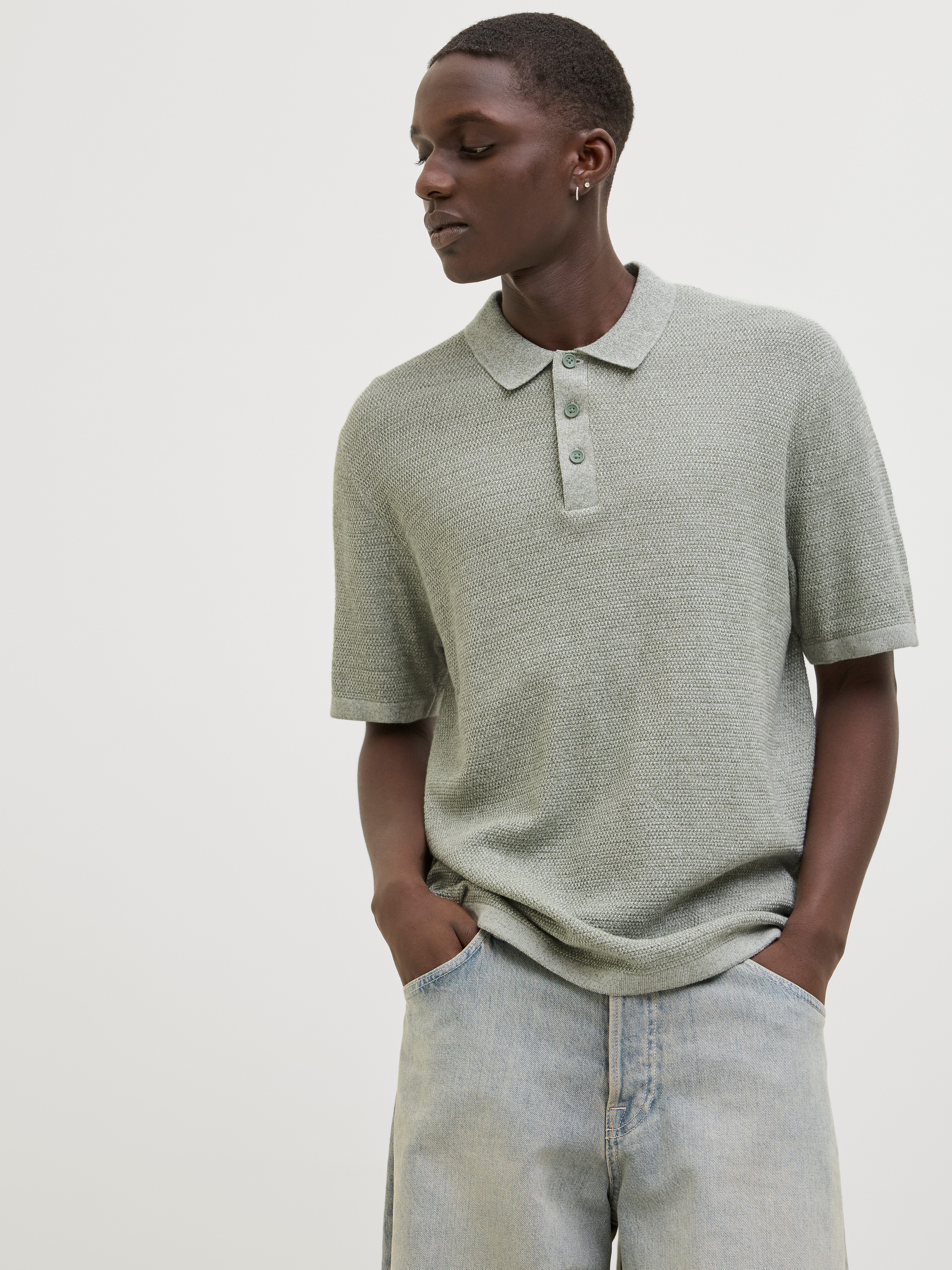 Jack & Jones Trui met korte mouwen JJEGEORGE KNIT POLO SS SN