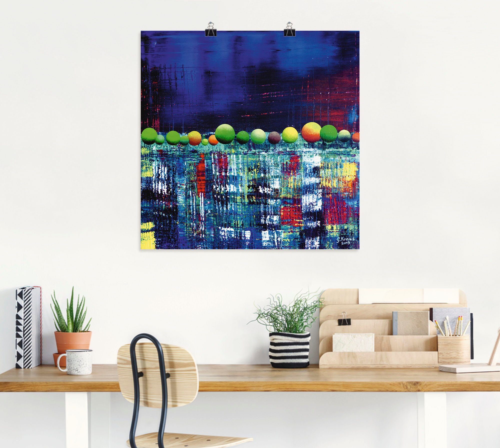 Artland Artprint Spiegelingen in East river Manhattan als artprint van aluminium, artprint op linnen, muursticker of poster in verschillende maten