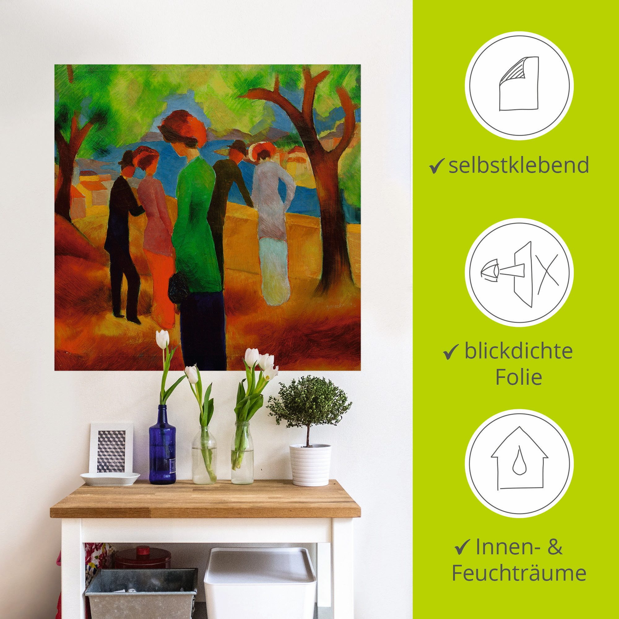 Artland Wandfolie Dame in groene jas