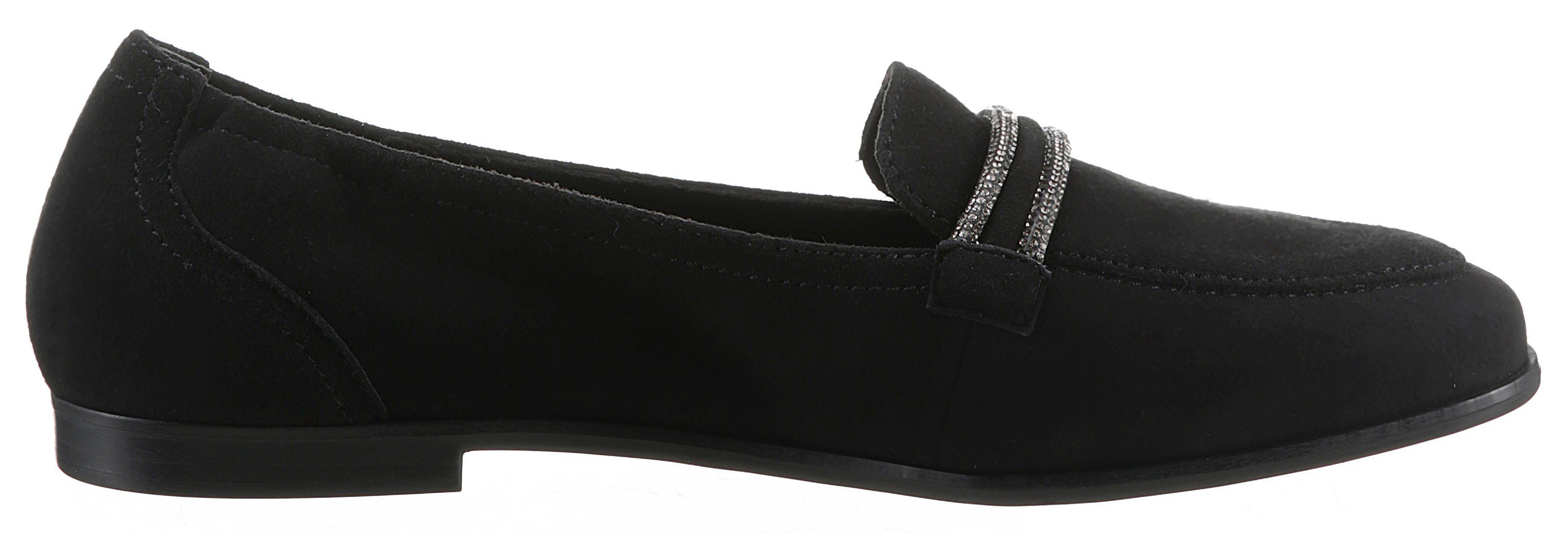 Tamaris Loafers Slipper, business schoen met fonkelende sierspeld