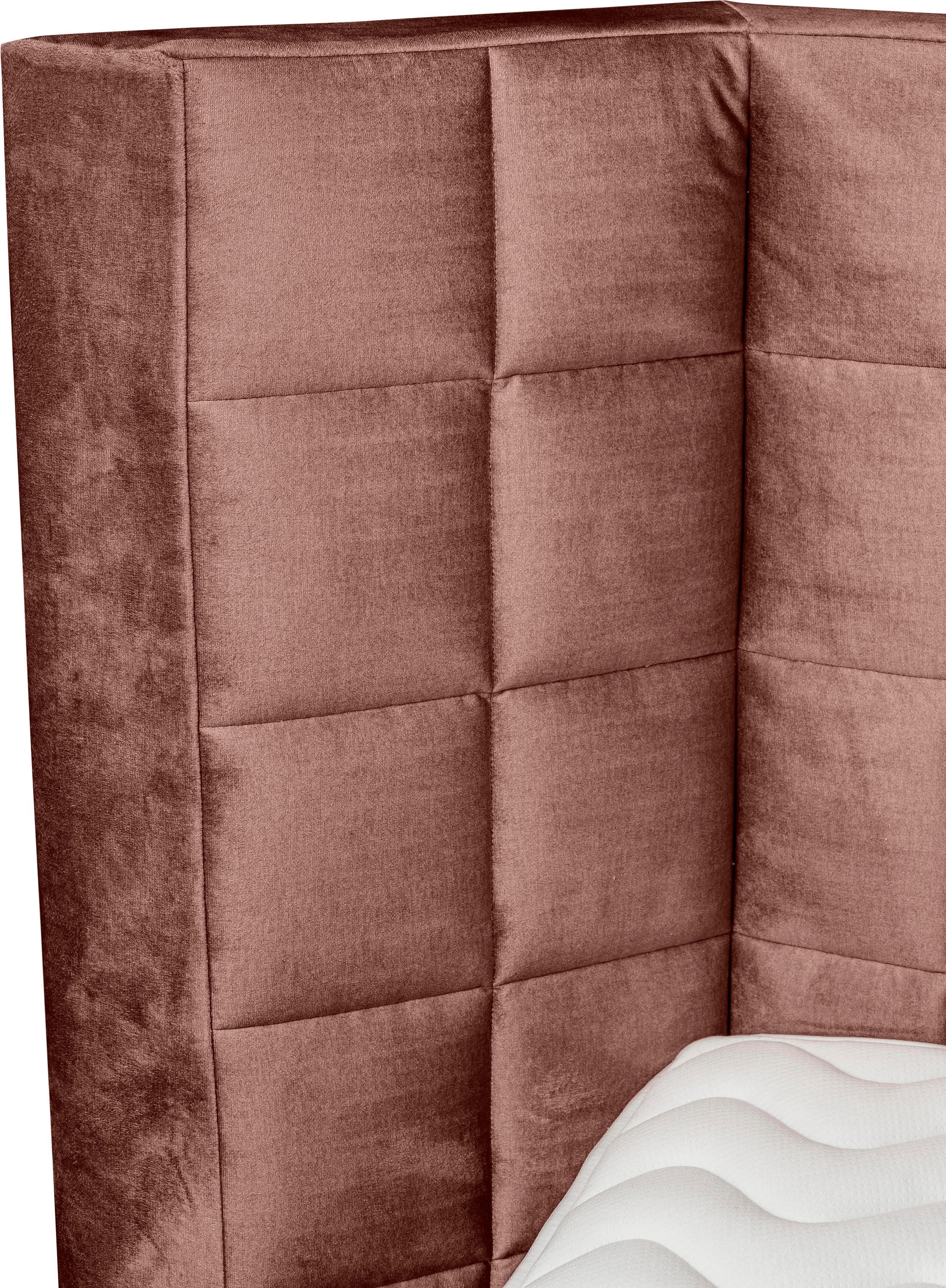 Places of Style Boxspring Piazza met stiksels en hoofdbord met vleugels opzij
