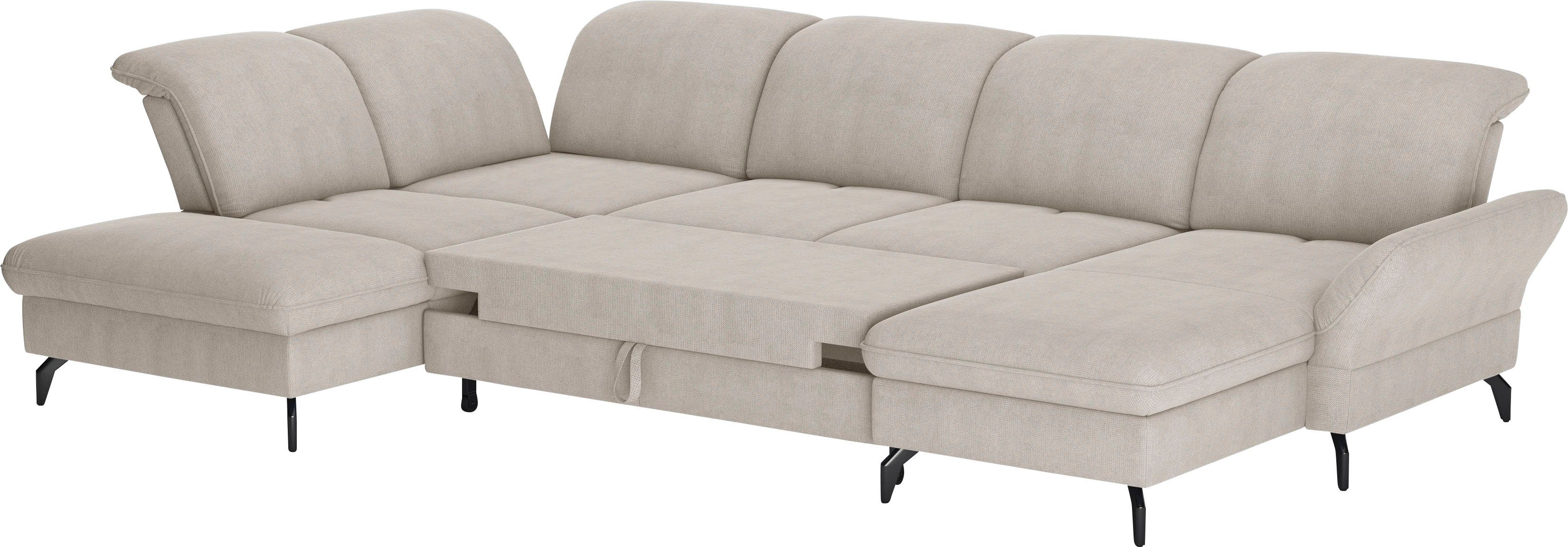 sit&more Zithoek Leandro U-vorm Naar keuze met bed, hoofdbord en armleuningfunctie, en bedkist