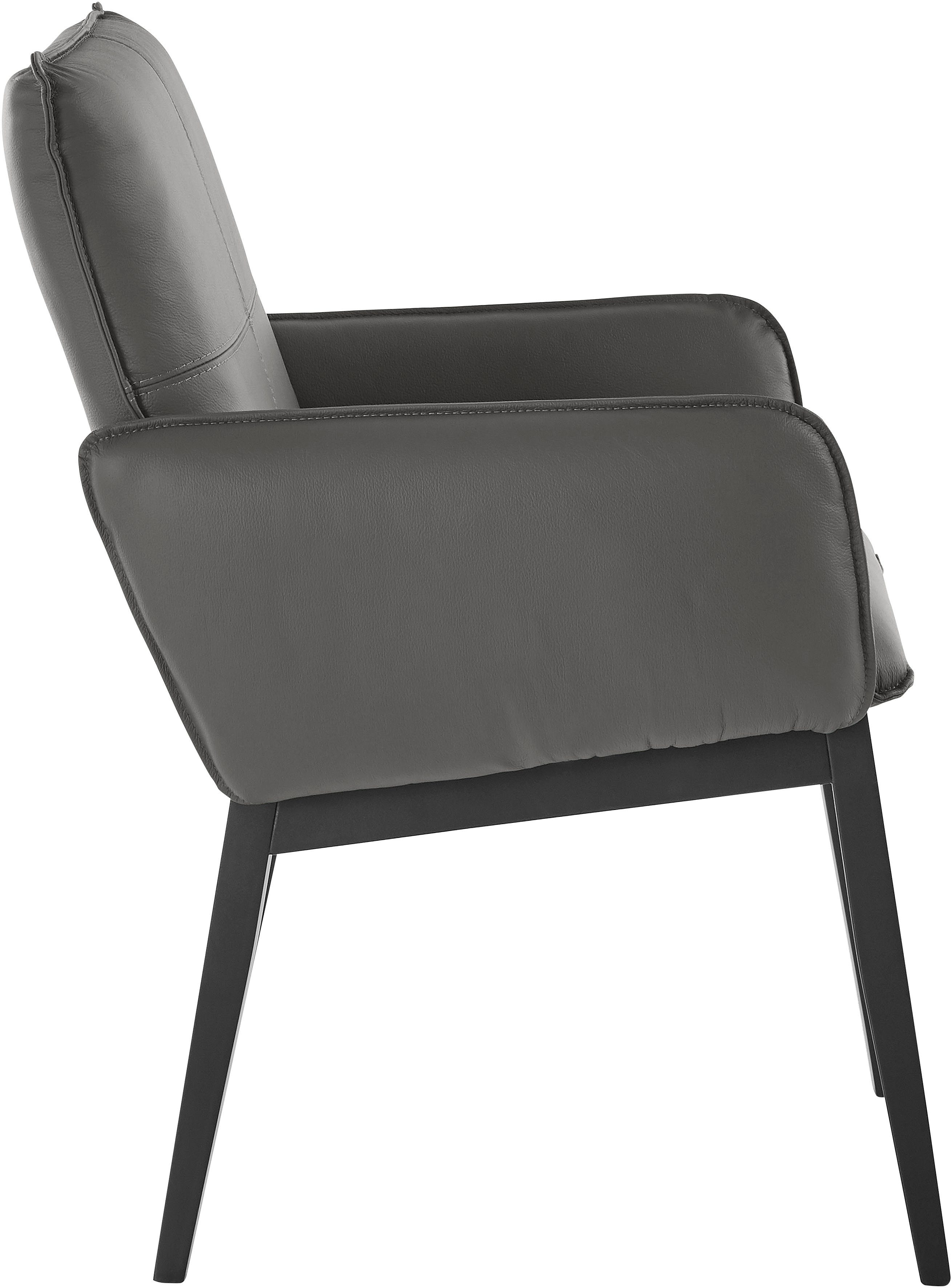 Home affaire Stoel met armleuningen Model 6 Bekleding van microvezel of leer, frame is beuken in zwart gelakt (2 stuks)