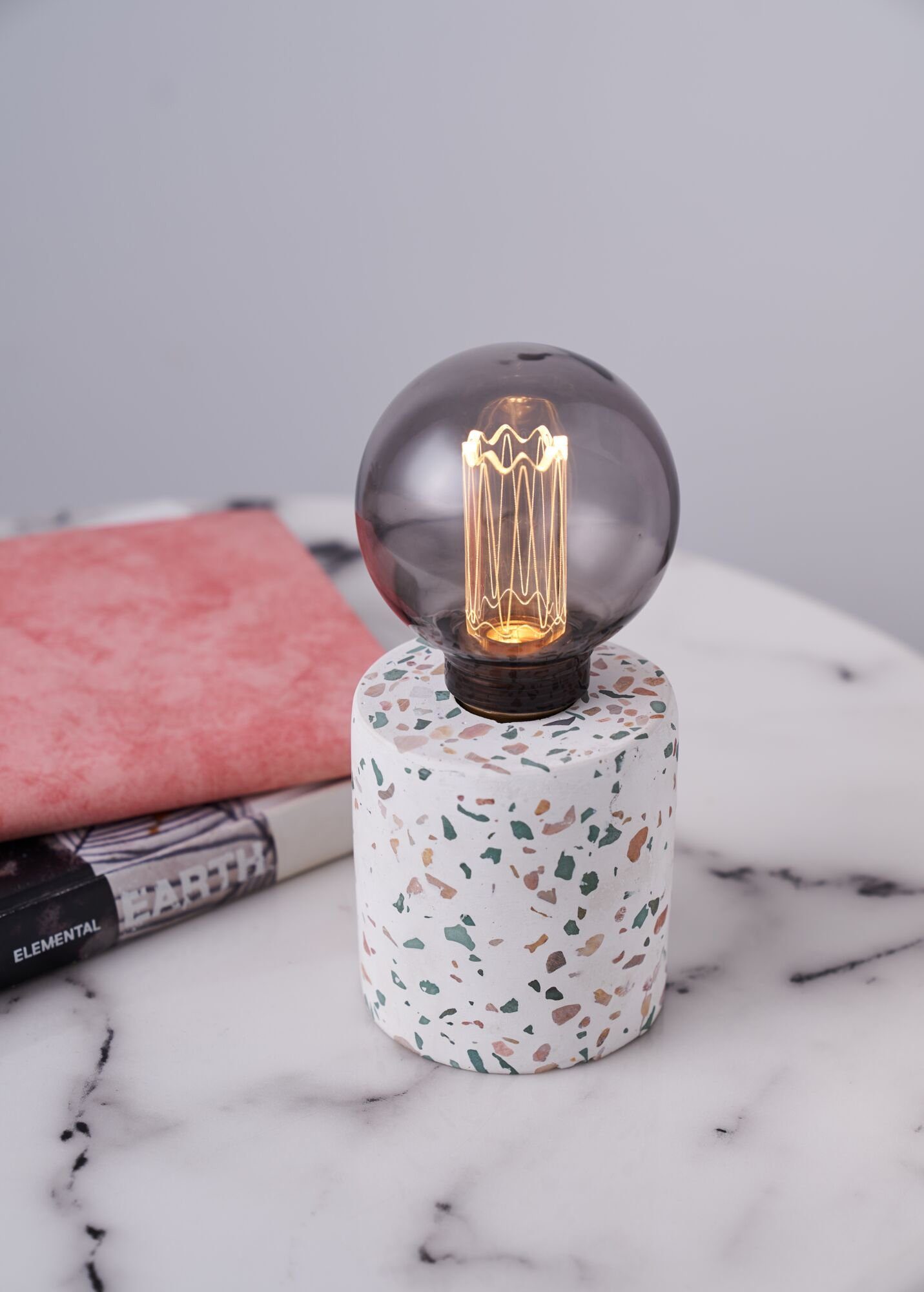 Pauleen Tafellamp Elegant Flare E27, timer, batterij, terrazzo, beton/glas (1 stuk)
