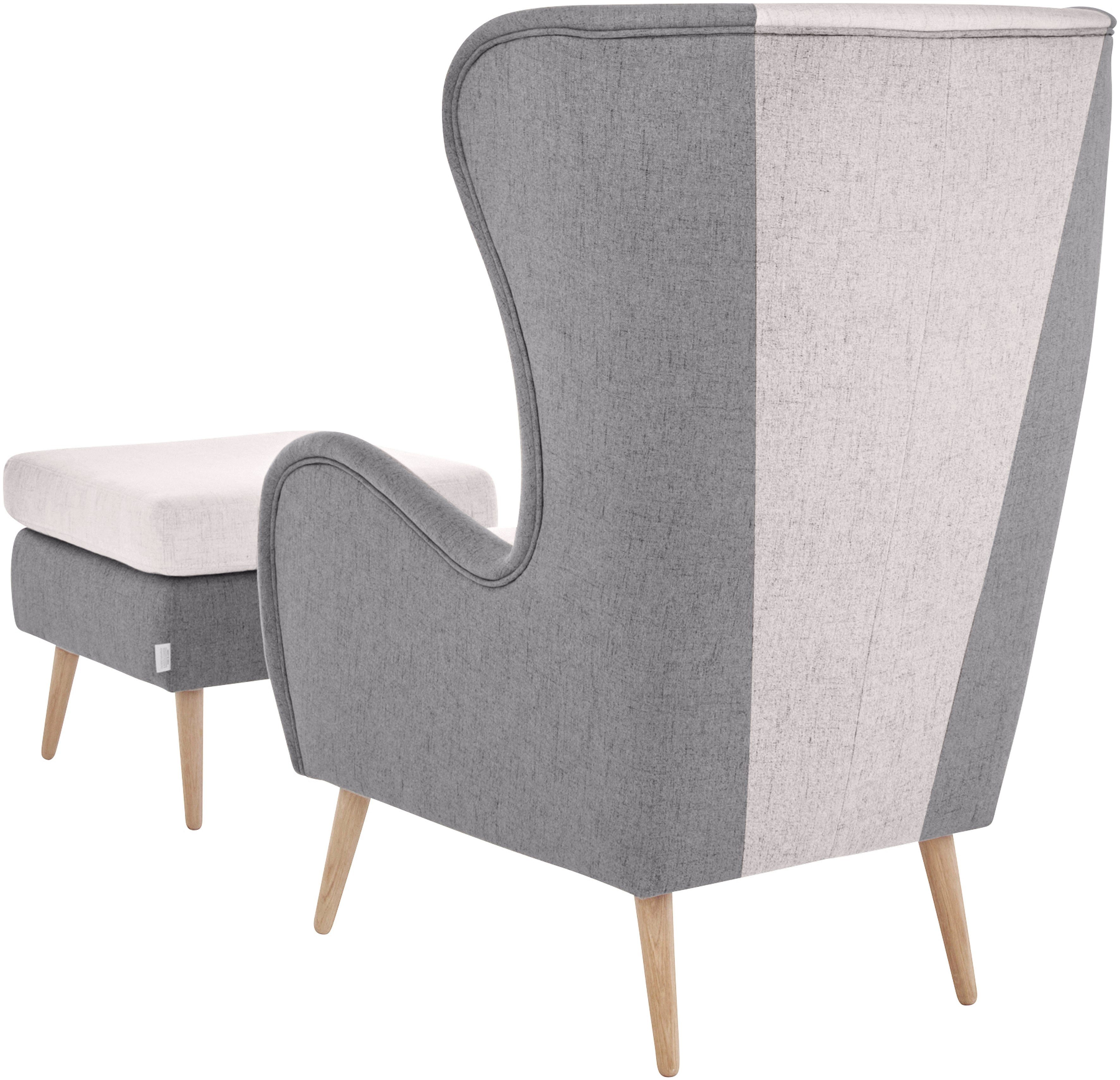 Home affaire Fauteuil Salla bekleding bouclé of fijne structuur, oorschelp fauteuil naar keuze met of zonder hocker, grote fauteuil: afm. bxdxh: 78x94x118cm