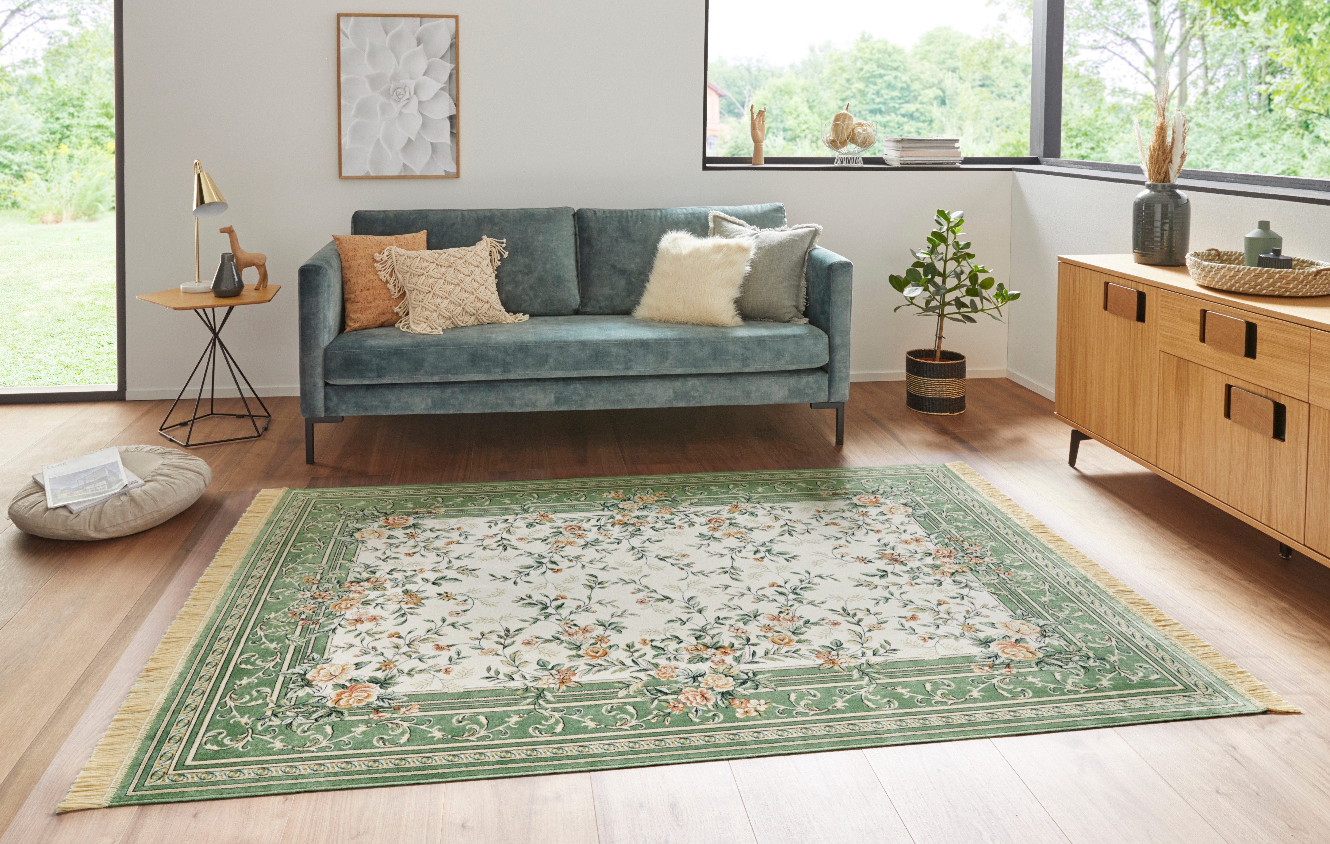 NOURISTAN Vloerkleed Antiek Flowers Oriëntaals met franje, oriënt, woonkamer, slaapkamer, eetkamer
