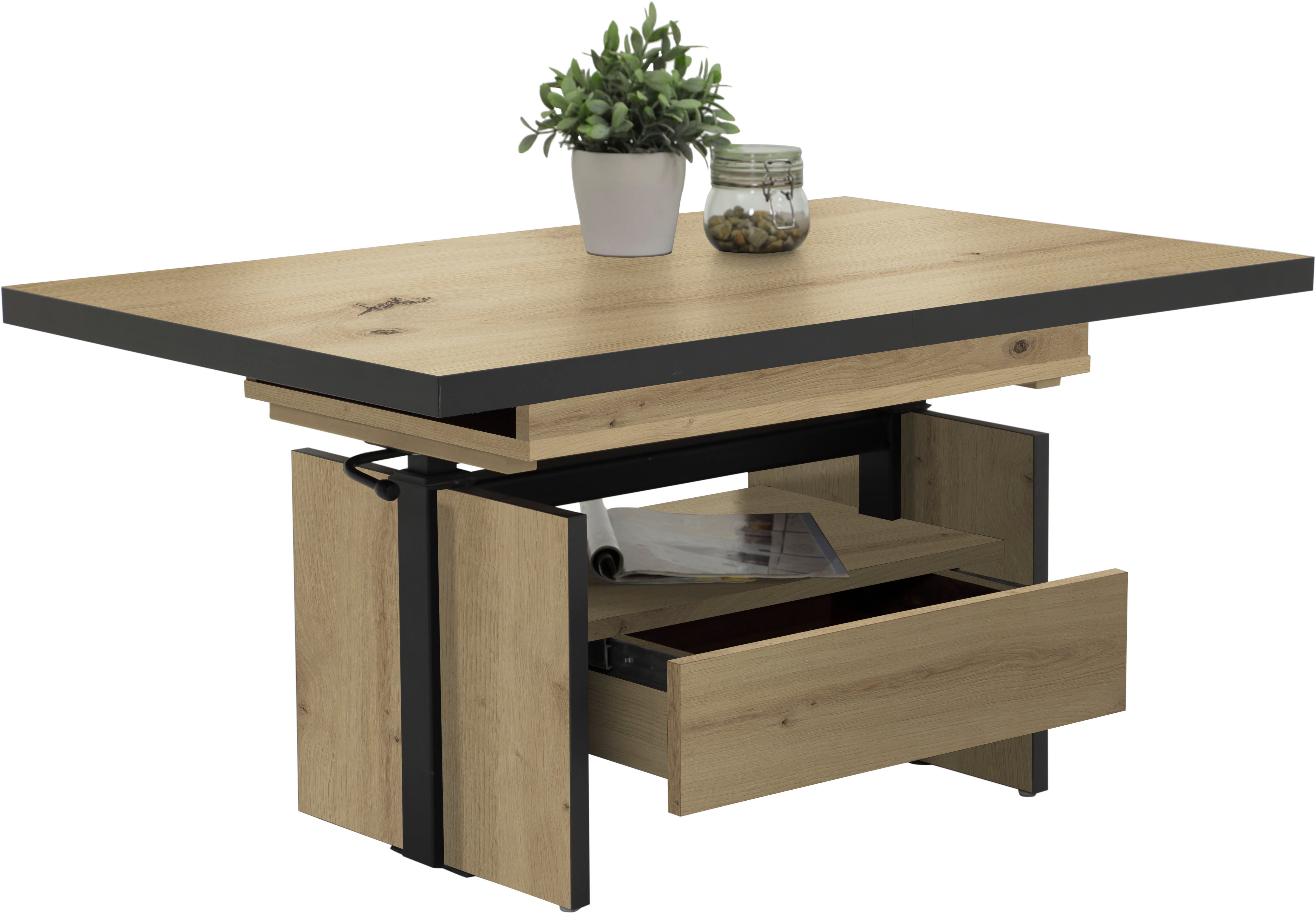 HELA Salontafel Noah uittrekbaar en in hoogte verstelbaar, met lade, vintage-look