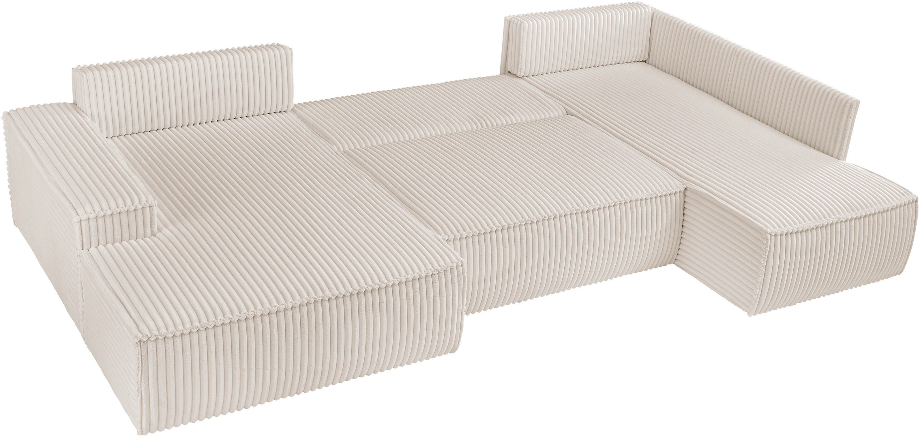 andas Zithoek FINNLEY U-model XXL 329 cm, bedbank, slaapfunctie m. bedkist
