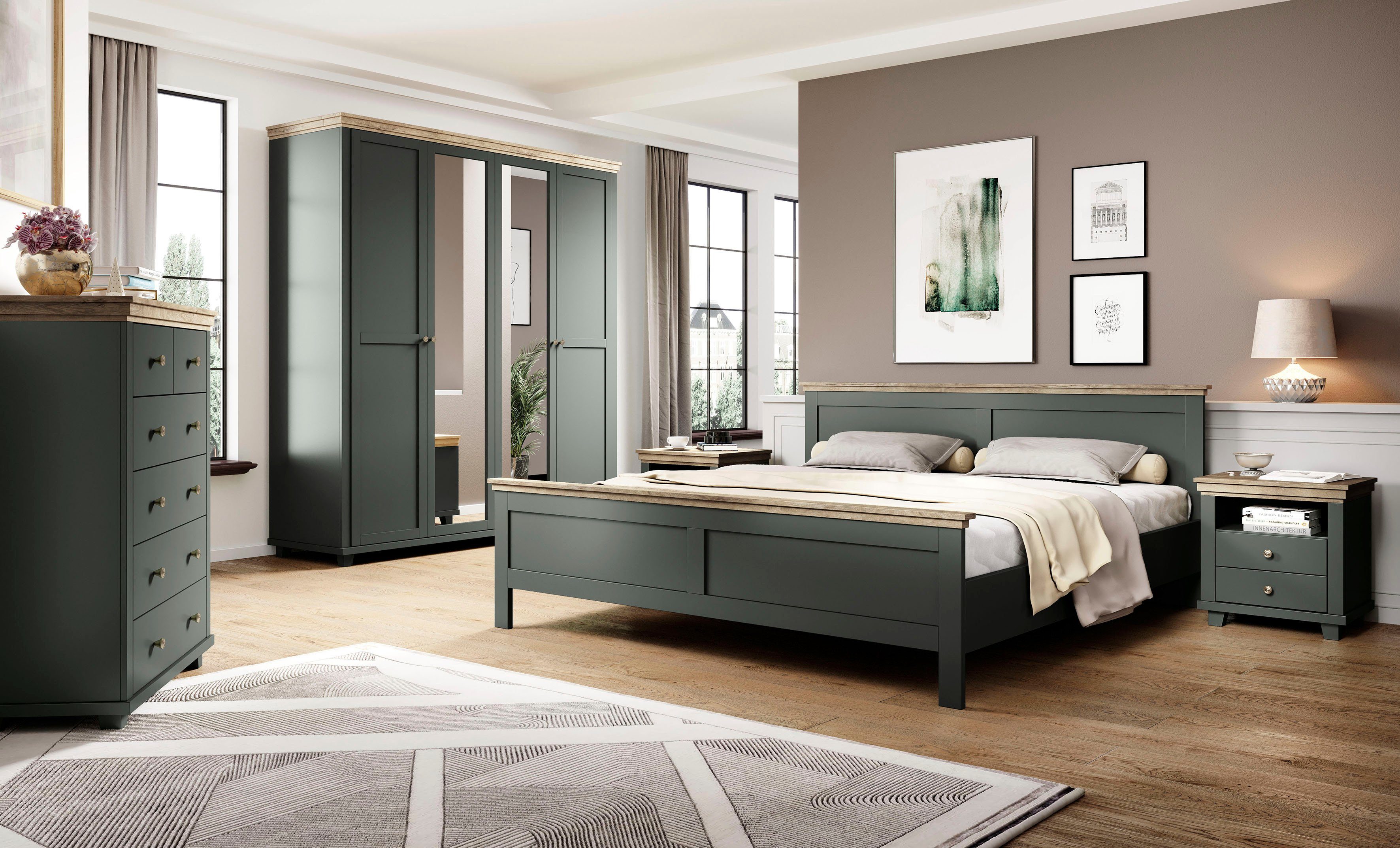 Home affaire Bedframe Evora, landelijke stijl, tweepersoonsbed, verkrijgbaar in 3 maten