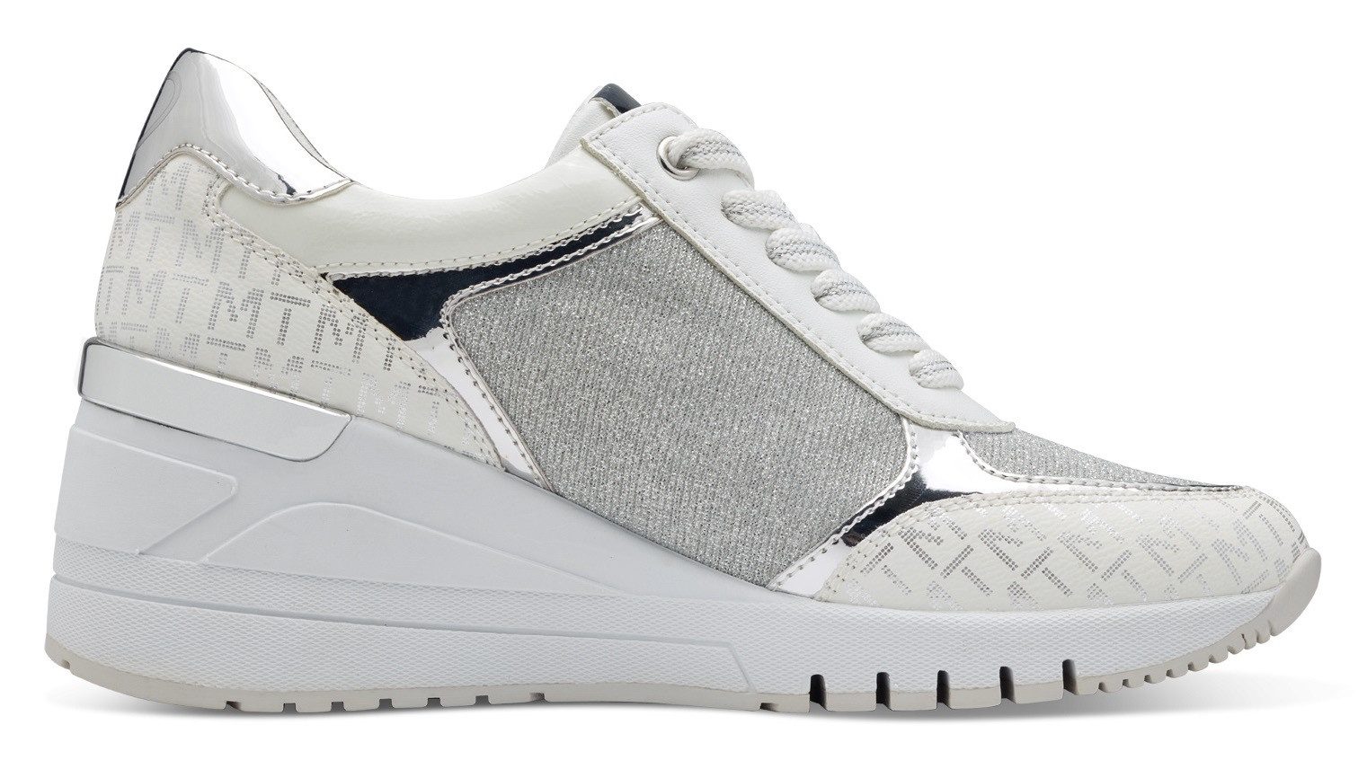 Marco Tozzi Sneakers met sleehak vrijetijdsschoen, lage schoen, veterschoen in vegan uitvoering