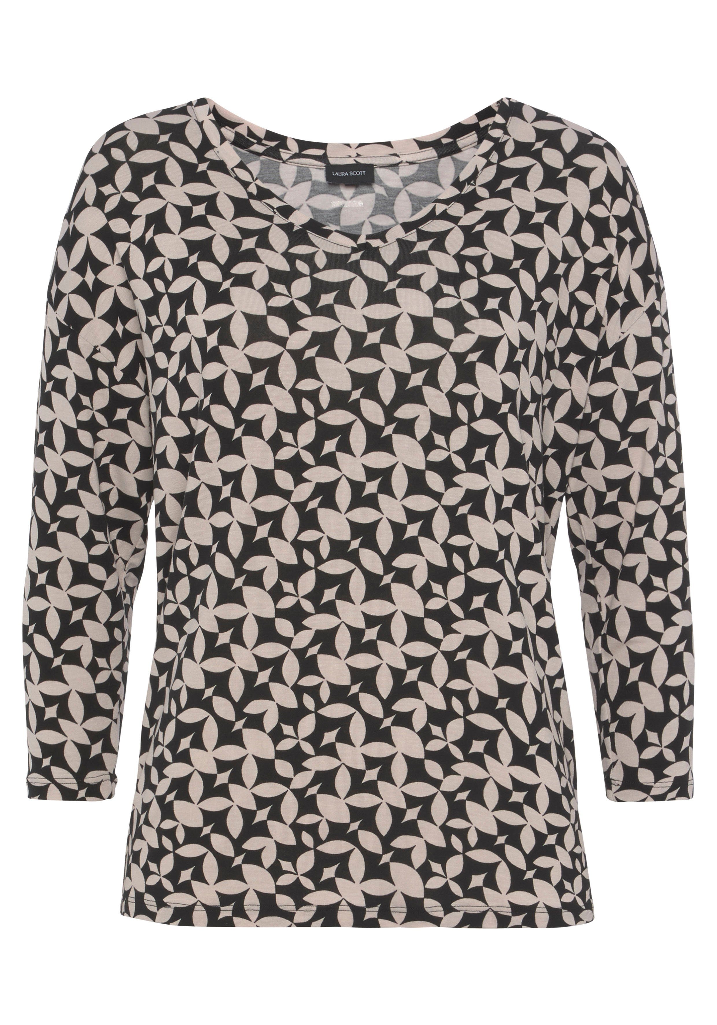 Laura Scott Shirt met 3/4-mouwen casual gesneden, bedrukt, v-hals