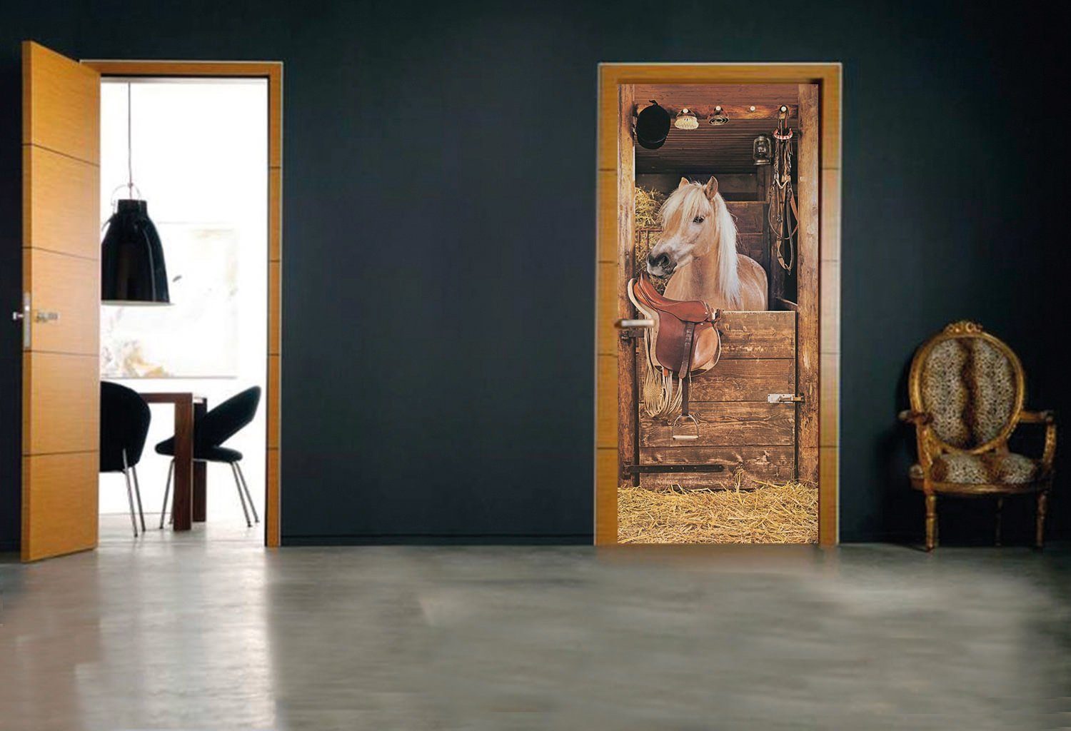 Papermoon Fotobehang Horse in Stable - deurbehang (2-delig)
