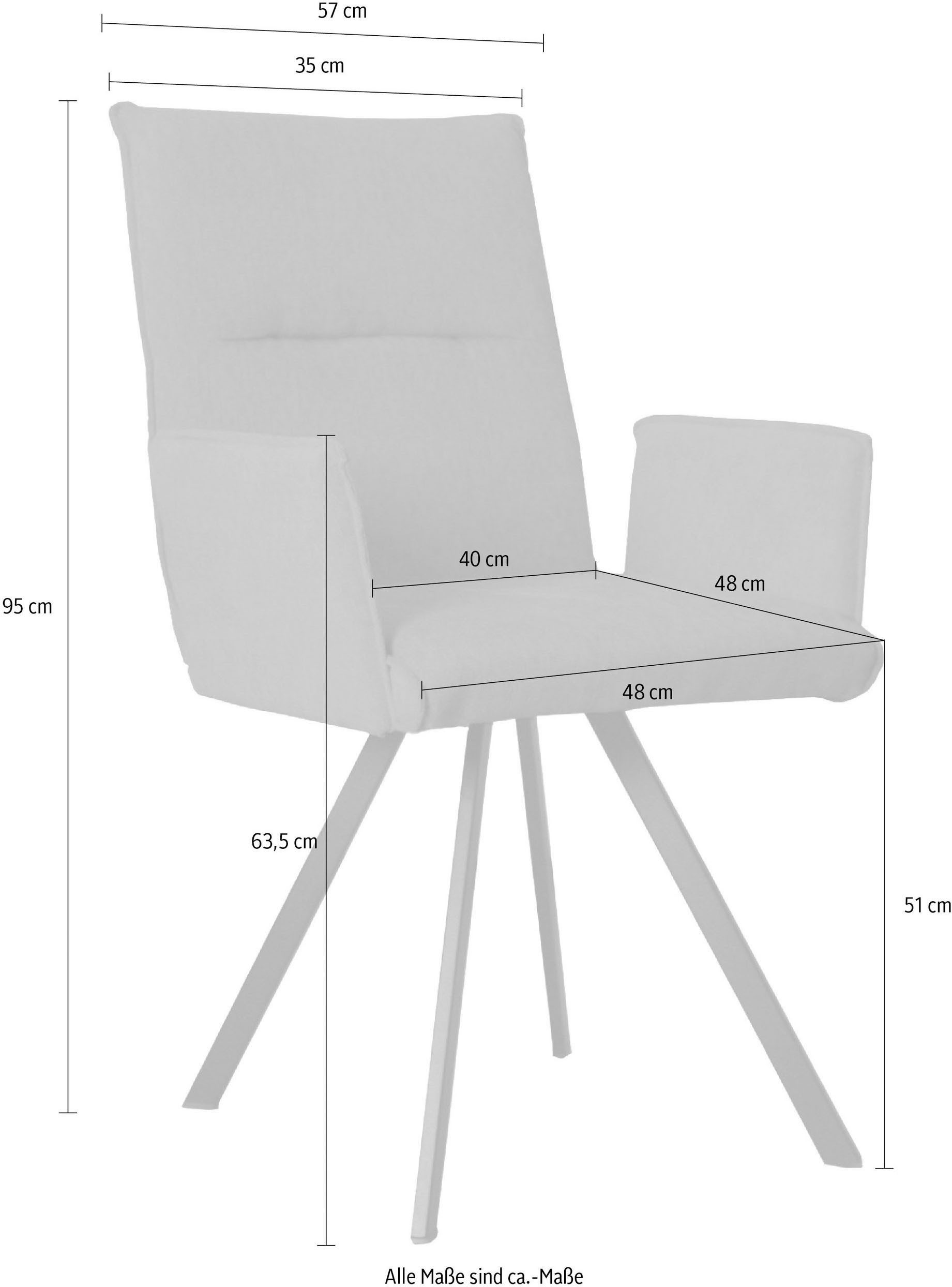 Home affaire Stoel met armleuningen Sava Metalen frame (set, 2 stuks)