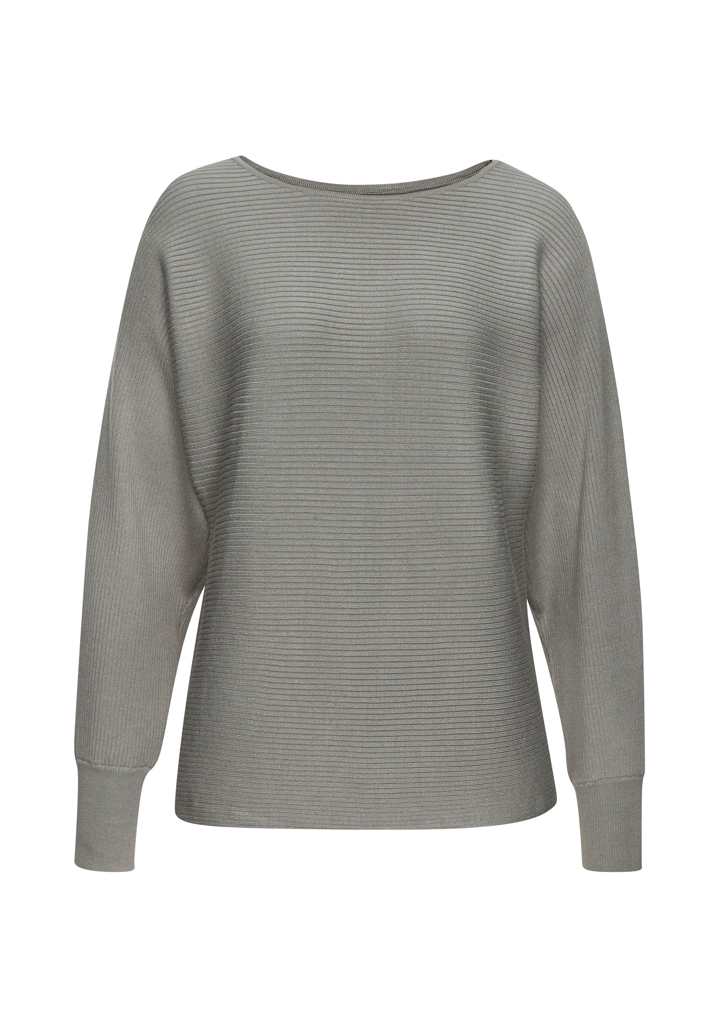 Vivance Gebreide trui met u-boot halslijn, vleermuismouwen, strepenlook, oversized