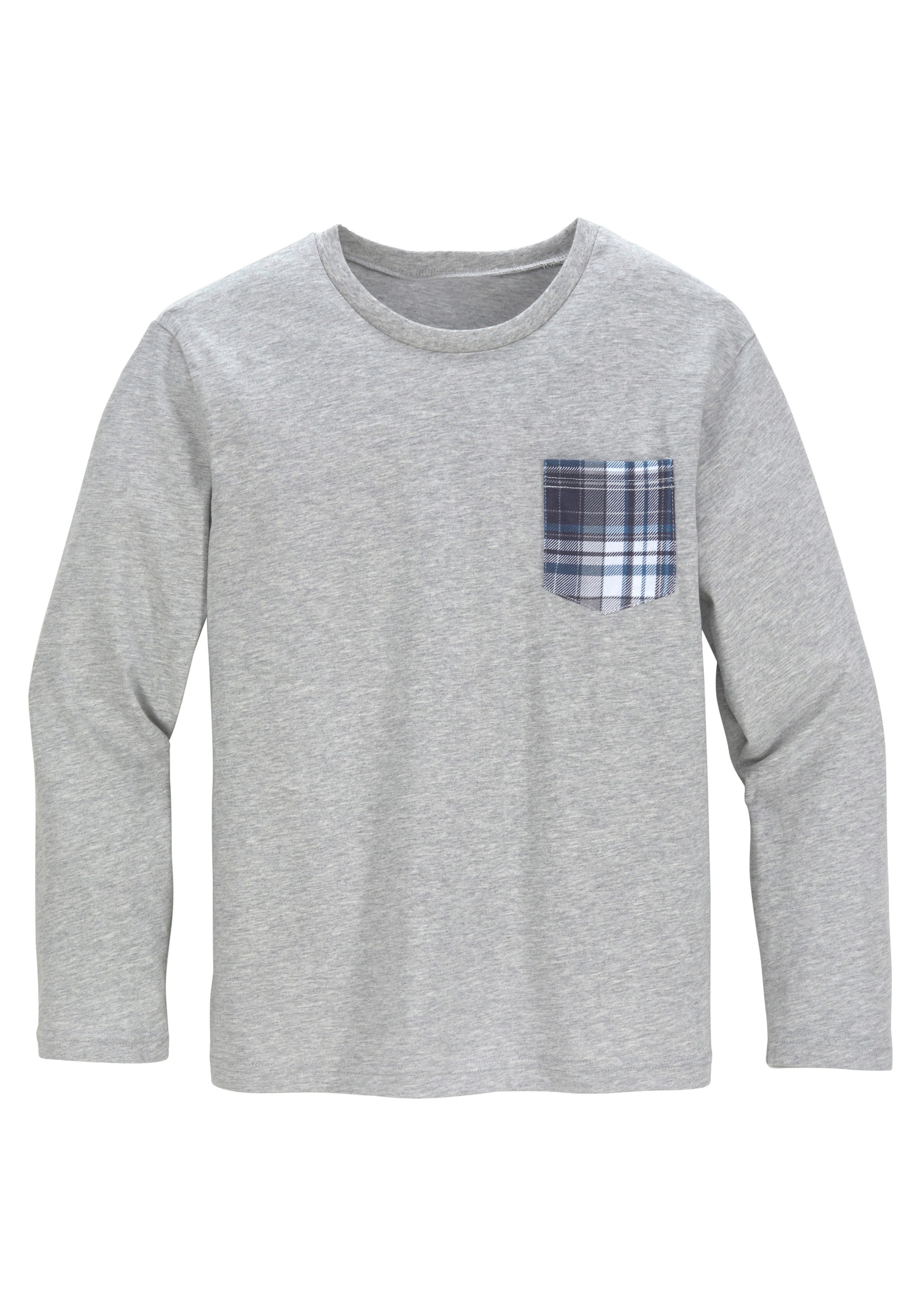le jogger® Pyjama Pyjama in lange vorm, broek 1x uni en 1x geruit (4-delig, Set van 2)