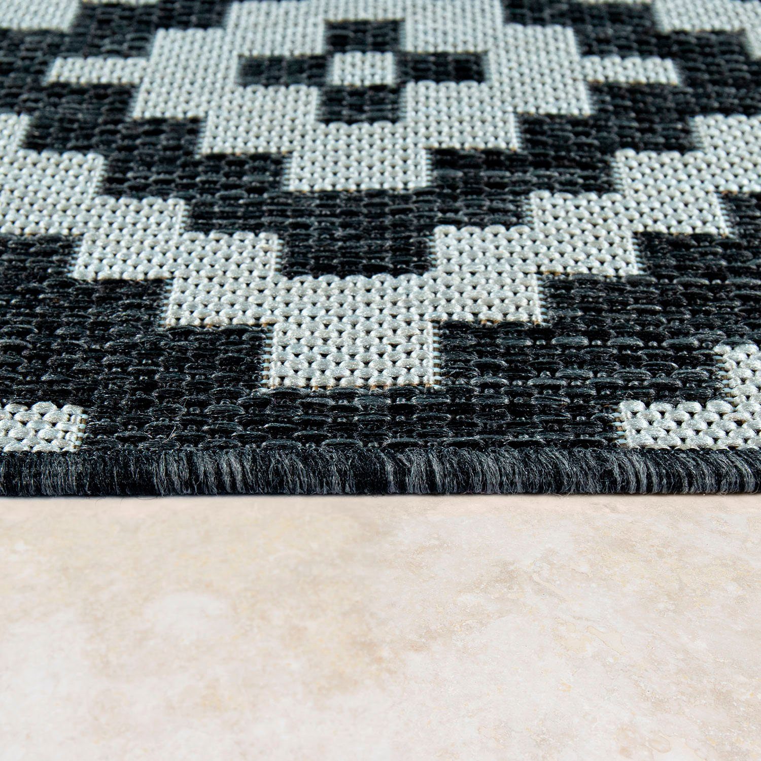 Paco Home Vloerkleed Coco 201 Platweefsel, ruitdesign, geschikt voor binnen en buiten, woonkamer