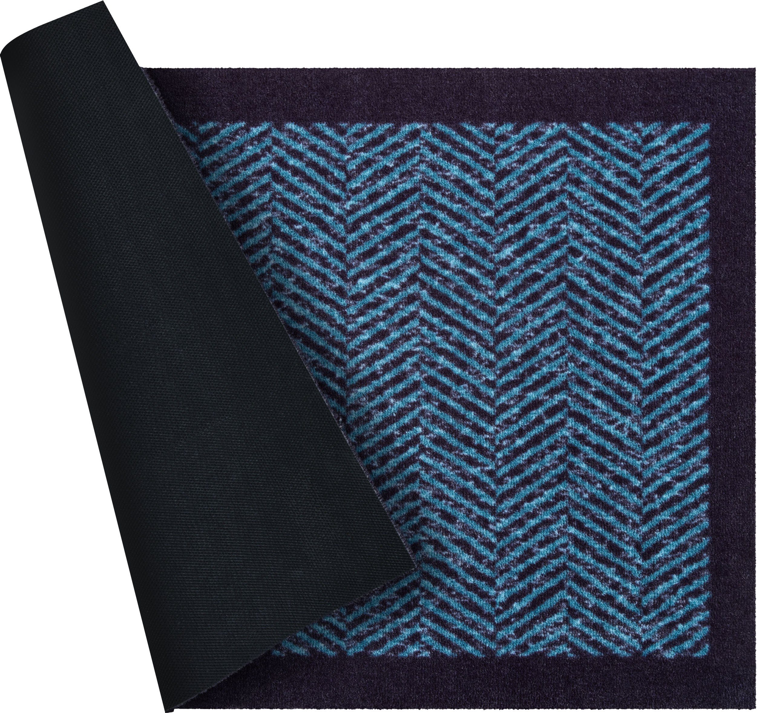 Grund Mat Herringbone Inloopmat met randdessin, geschikt voor binnen en buiten, wasbaar