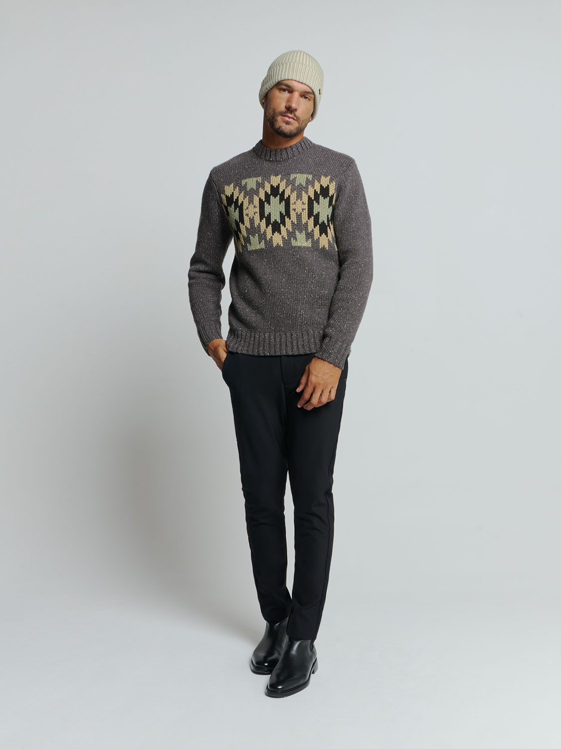 NO EXCESS Gebreide trui met jacquardmotief