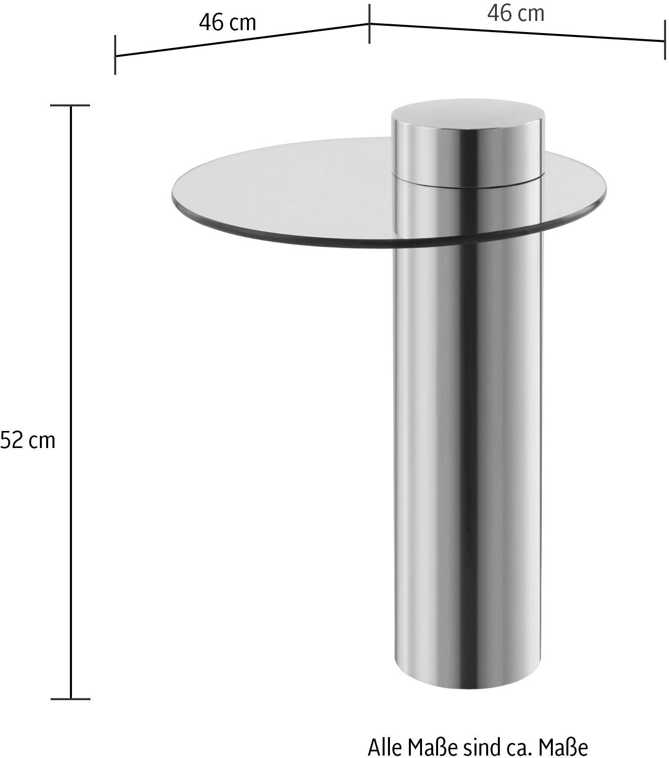 Kayoom Bijzettafel Ontario 125, ronde glasplaat van veiligheidsglas, 100% roestvrij staal (1 stuk)