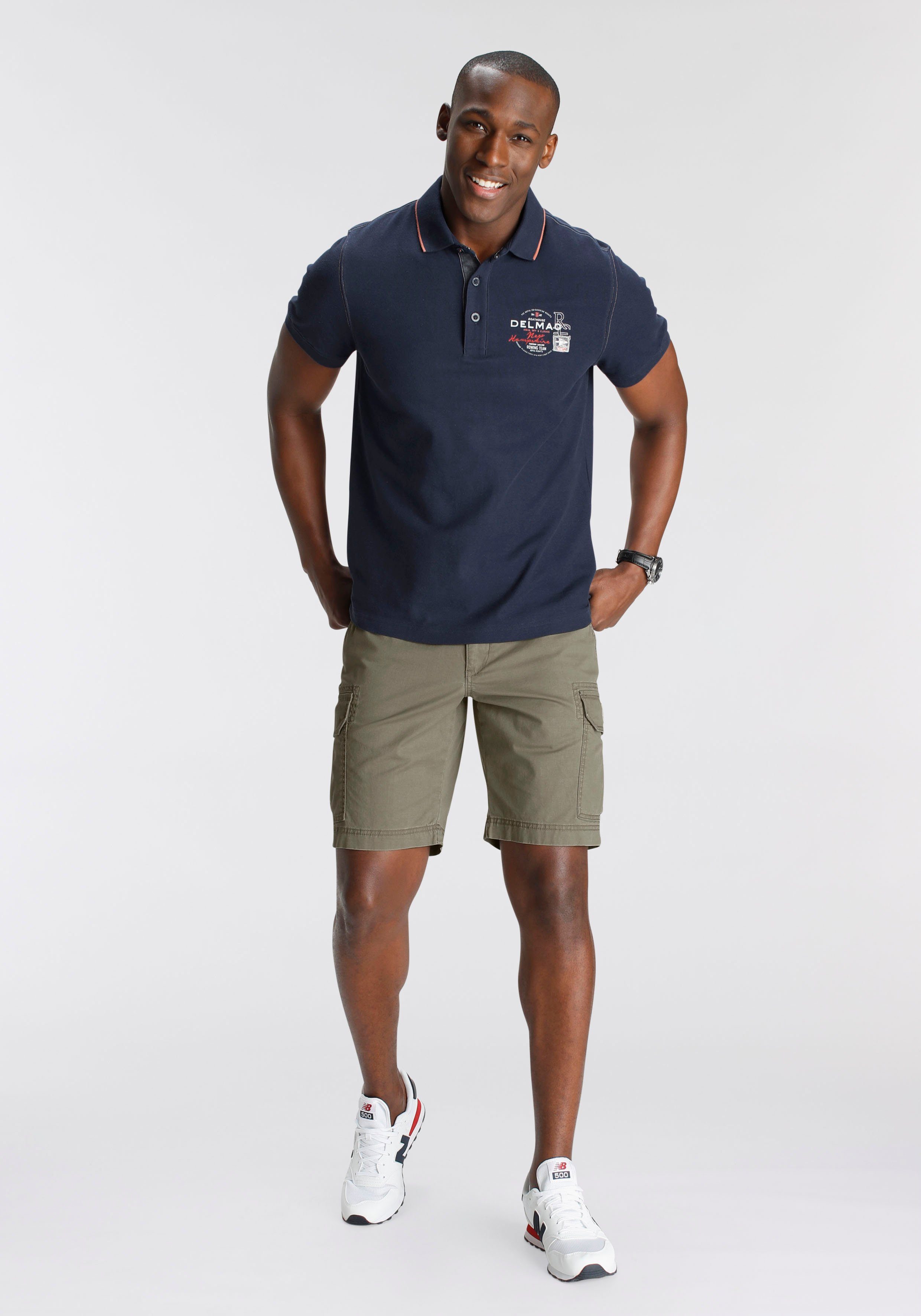 DELMAO Poloshirt Korte mouwen, met ribgebreide manchetten, polokraag