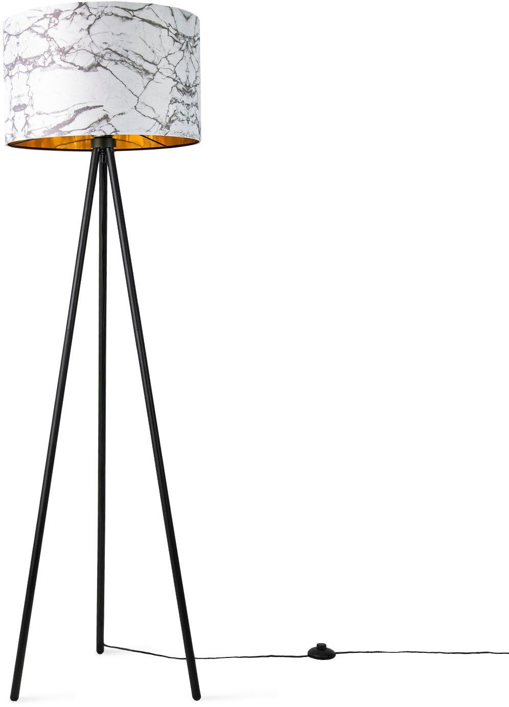 Paco Home Staande lamp Trina Kraft Vloerlamp slaapkamer E27 marmer steen ontwerp grijs wit